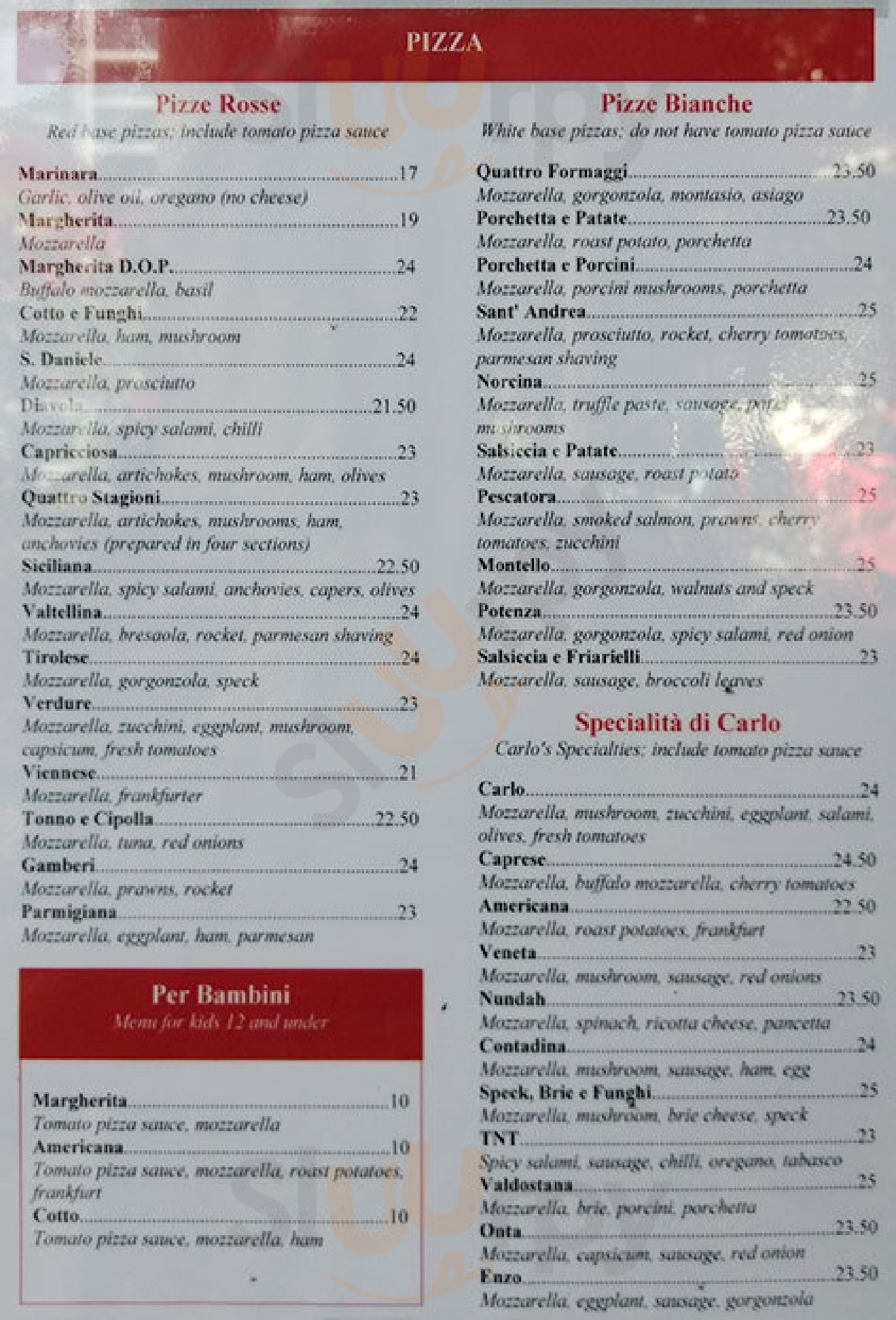 Pizzalunga Da Carlo Brisbane Menu - 1