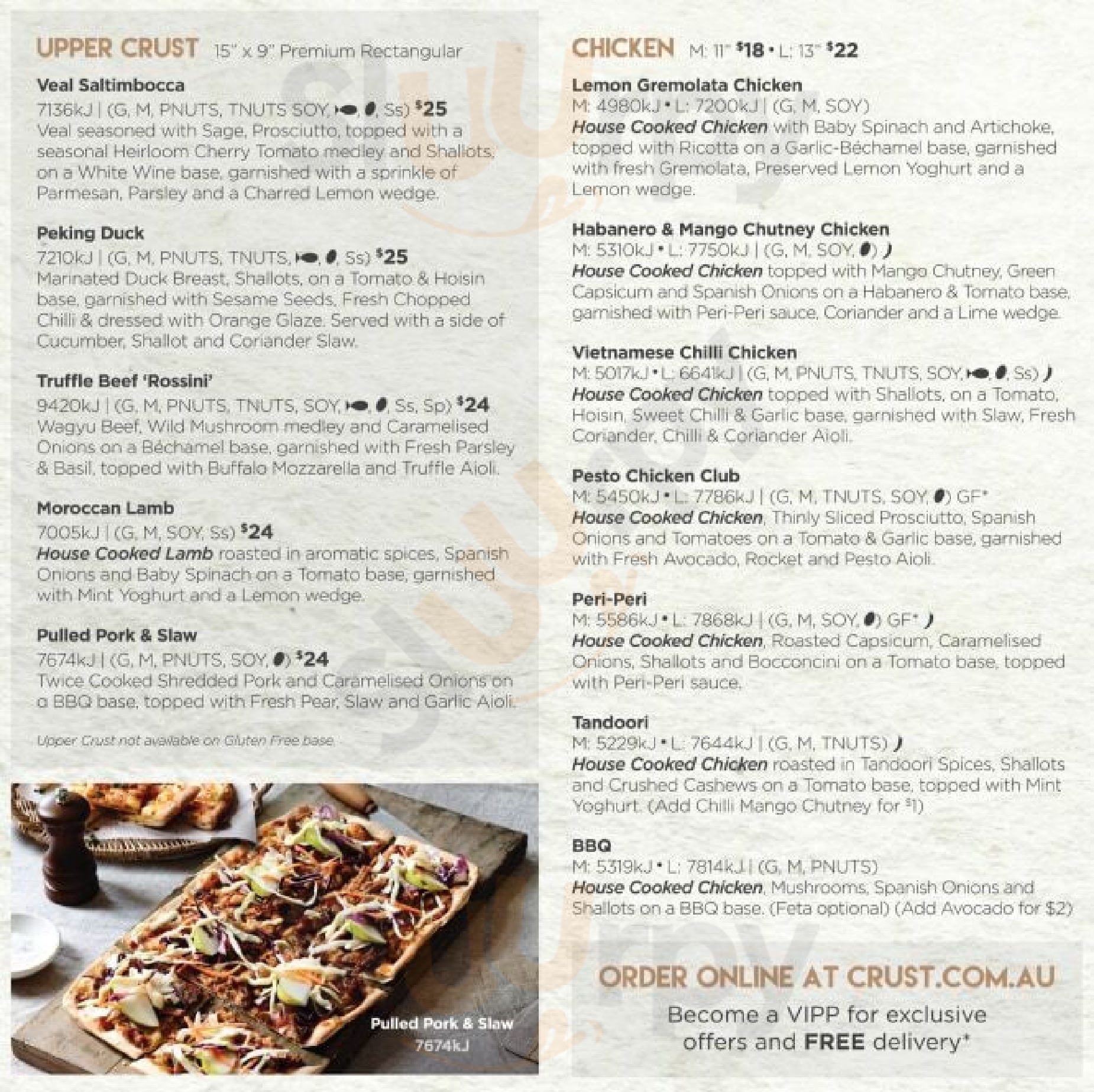 Crust Gourmet Pizza Bar Unley Unley Menu - 1