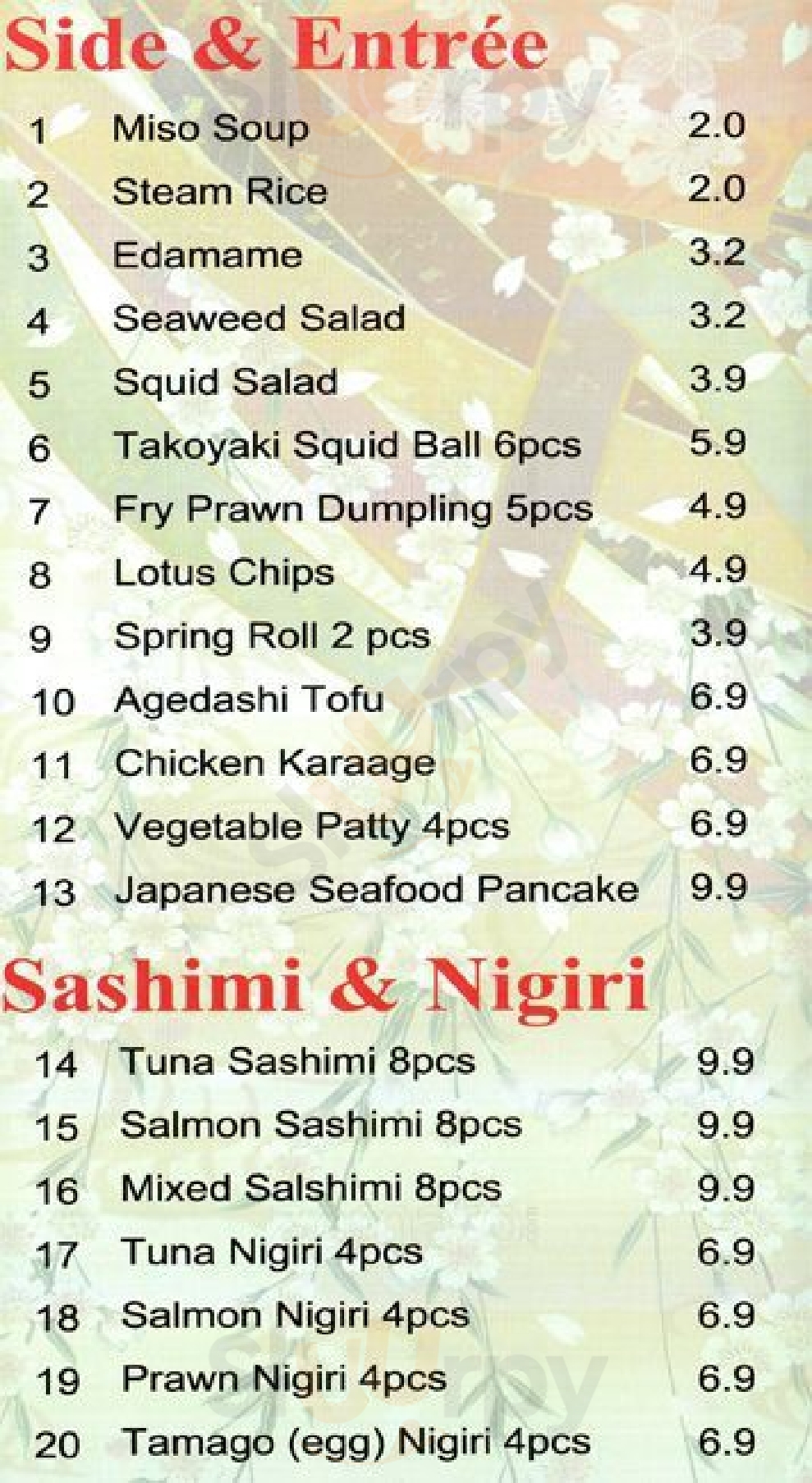 Yi Sushi Perth Menu - 1