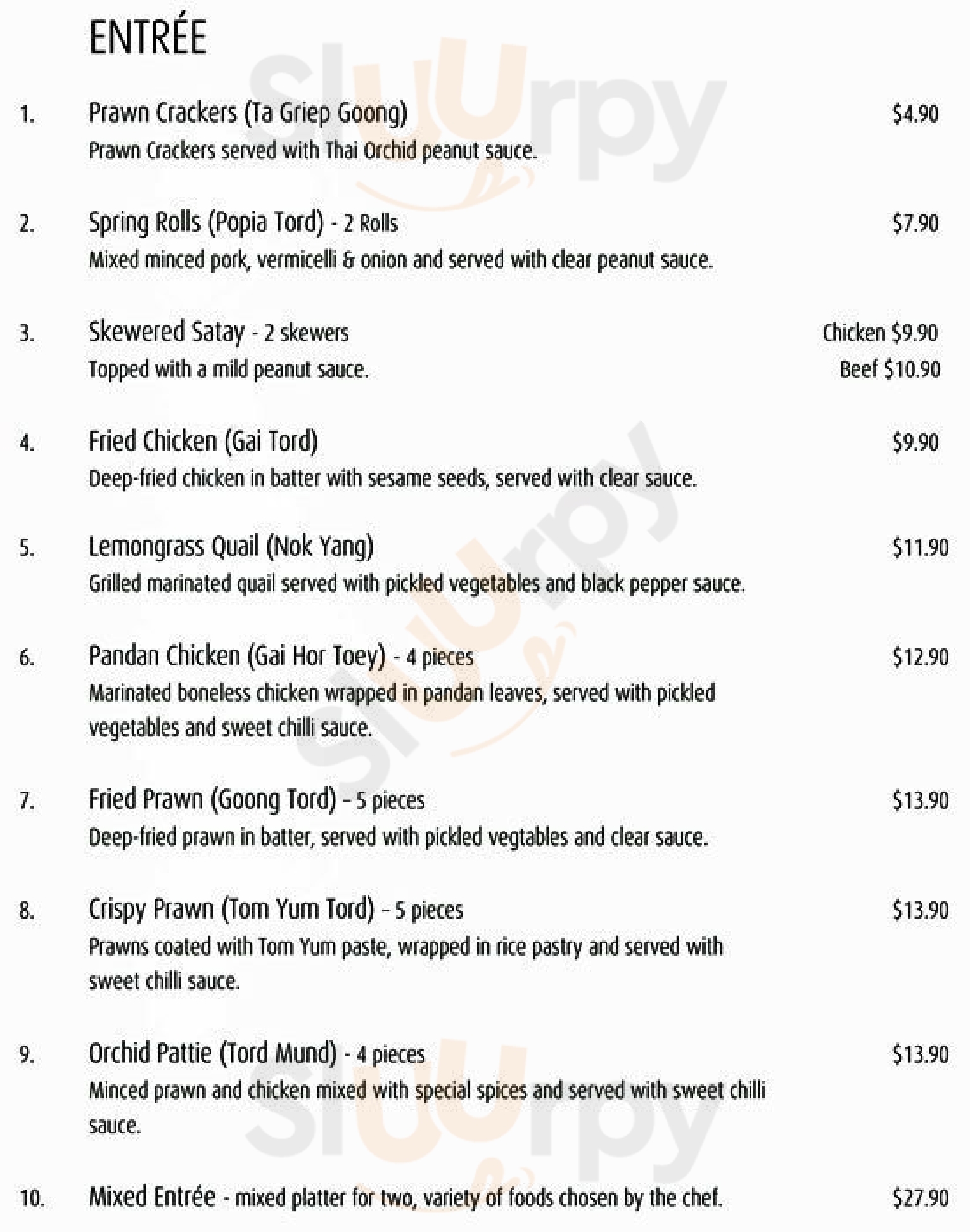 Red Orchid Adelaide Menu - 1