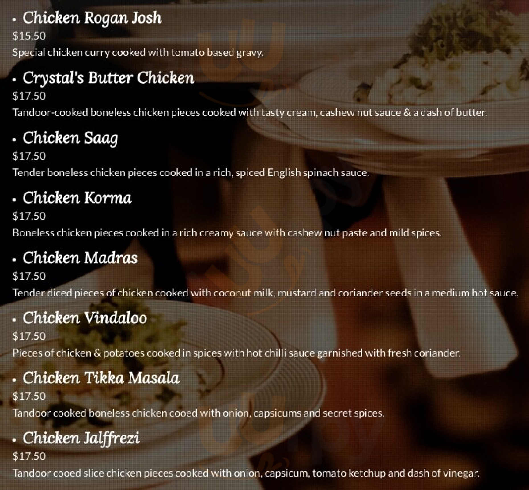 Crystal Nepalese Indian Restaurant And Cafe Perth Menu - 1