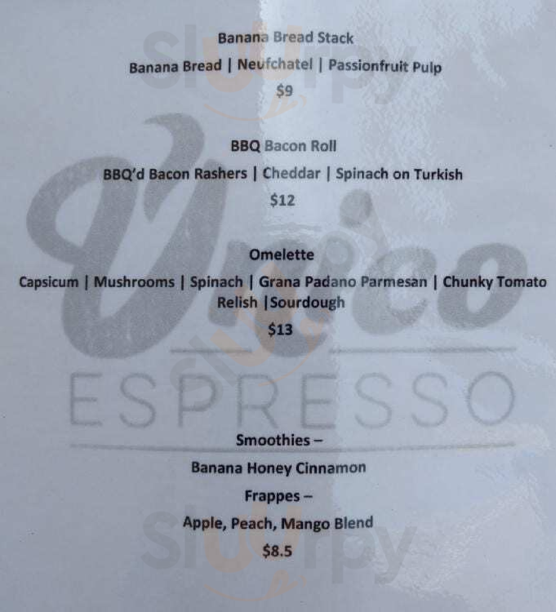 Unico Espresso Brisbane Menu - 1