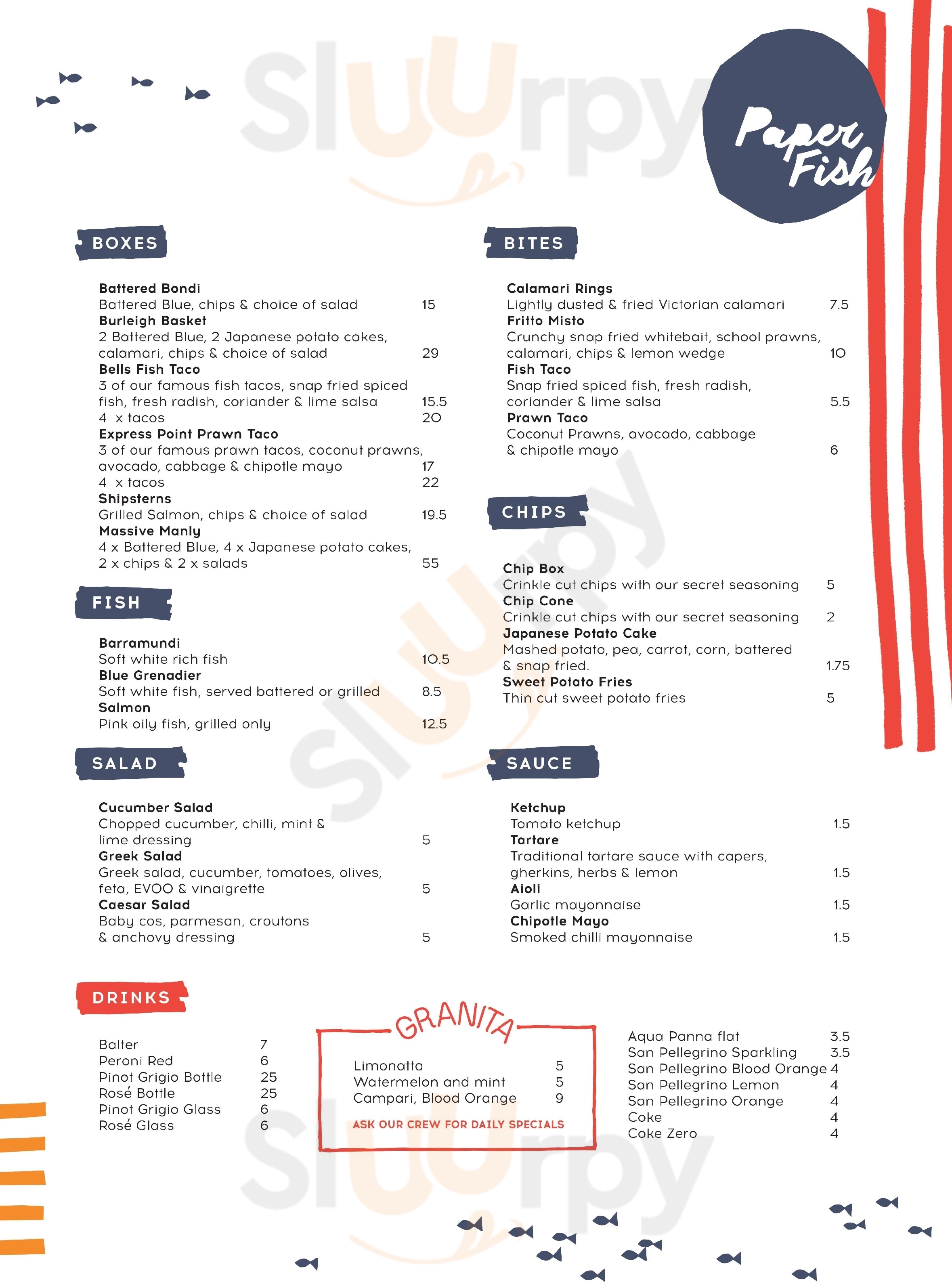 Paper Fish Brisbane Menu - 1