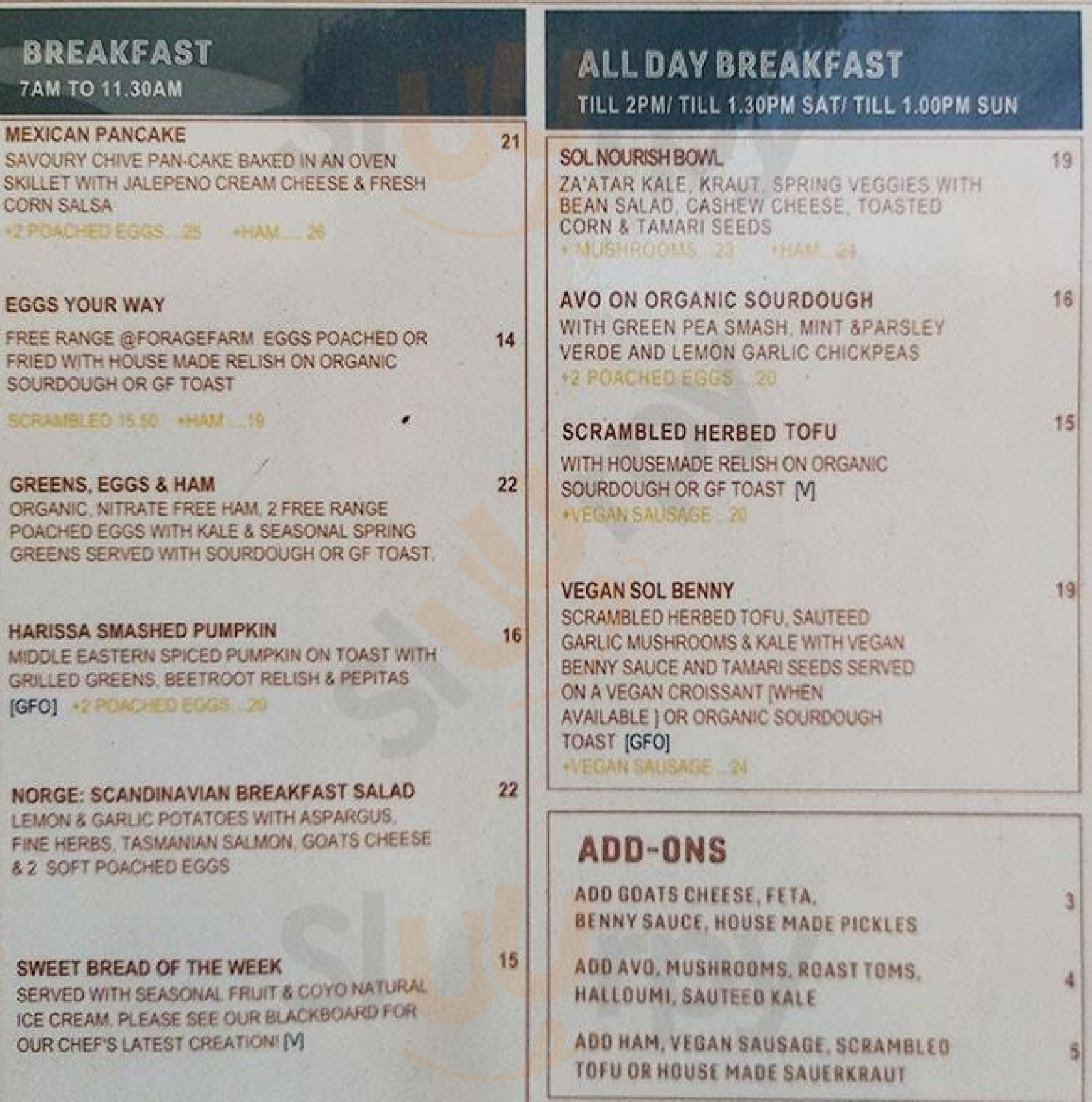 Sols Breads Brisbane Menu - 1