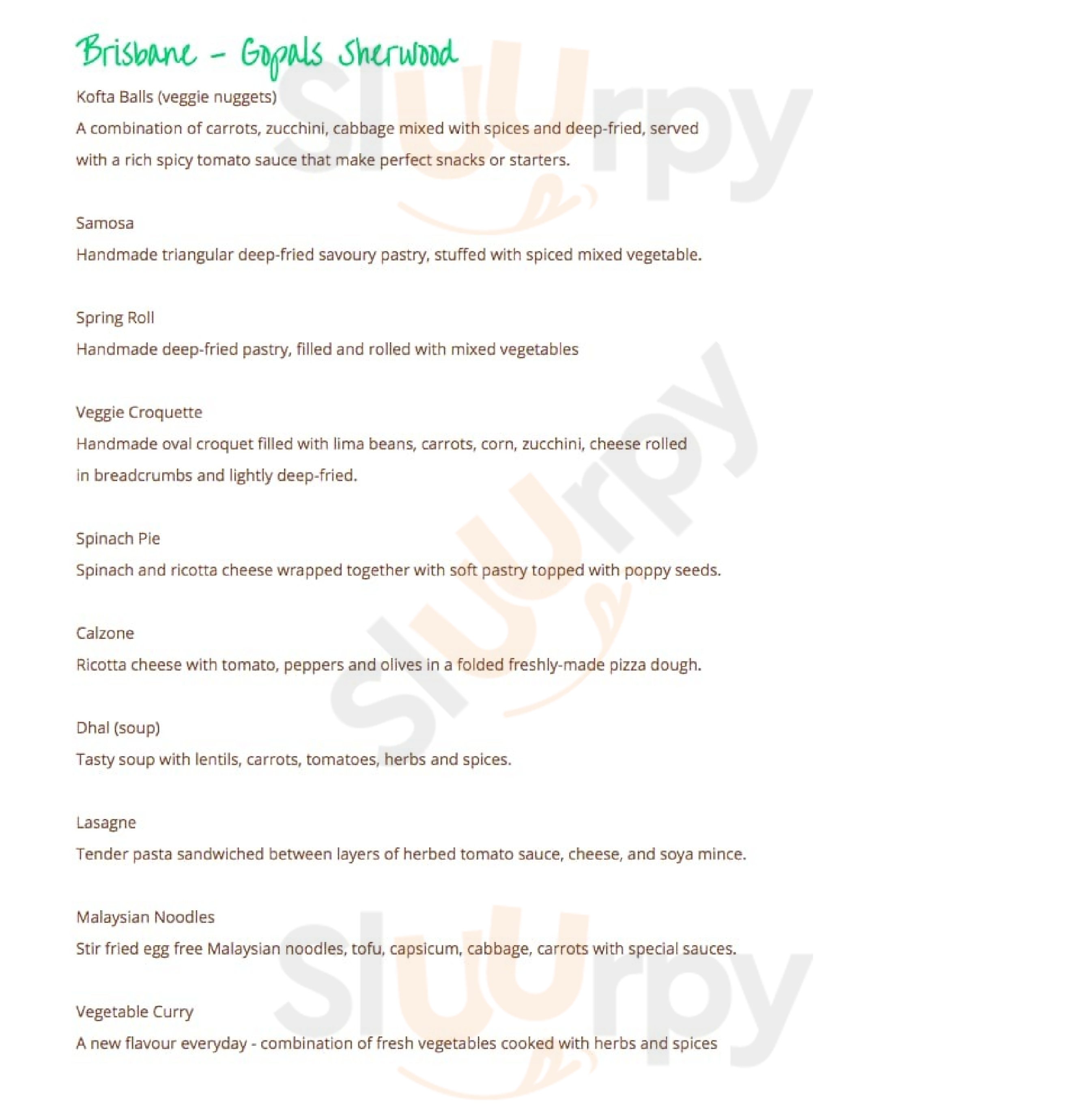 Gopal's Pure Vegetarian Brisbane Menu - 1