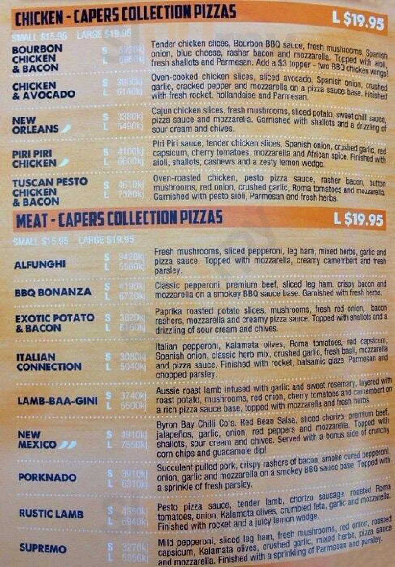 Pizza Capers Brisbane Menu - 1