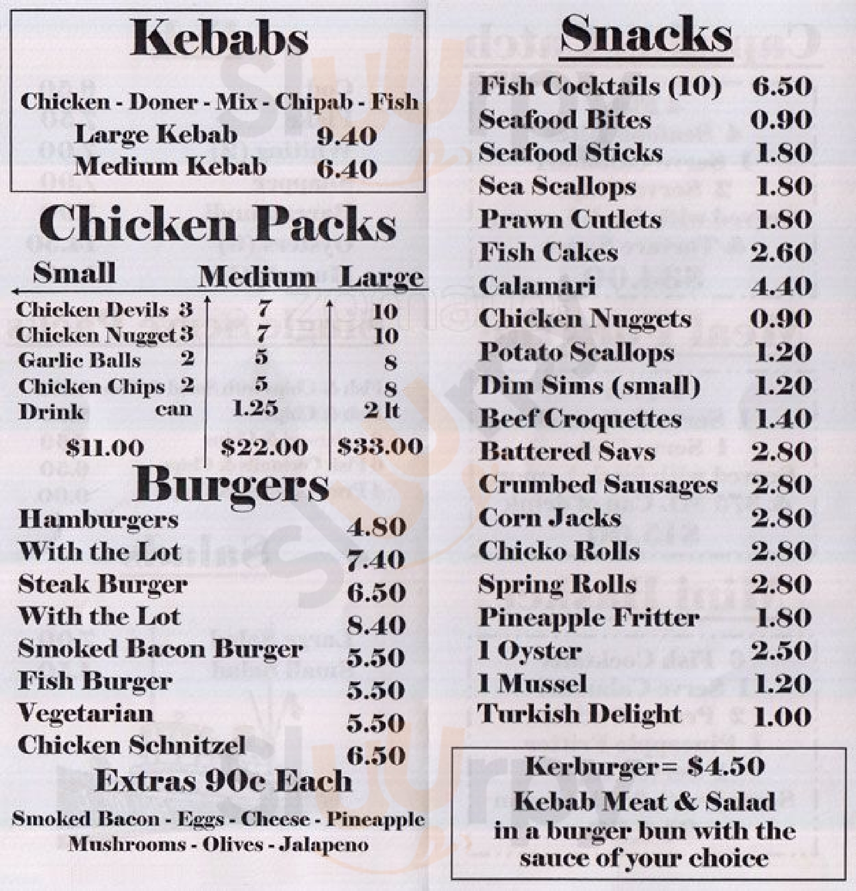 Full On Takeaway Brisbane Menu - 1