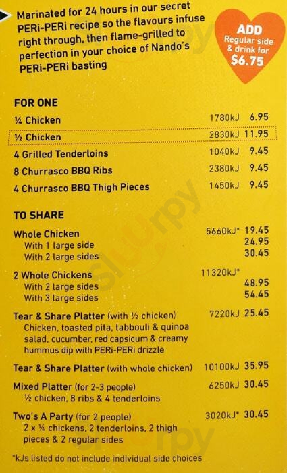 Nando's Brisbane Menu - 1