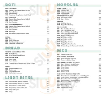 Papparich menu