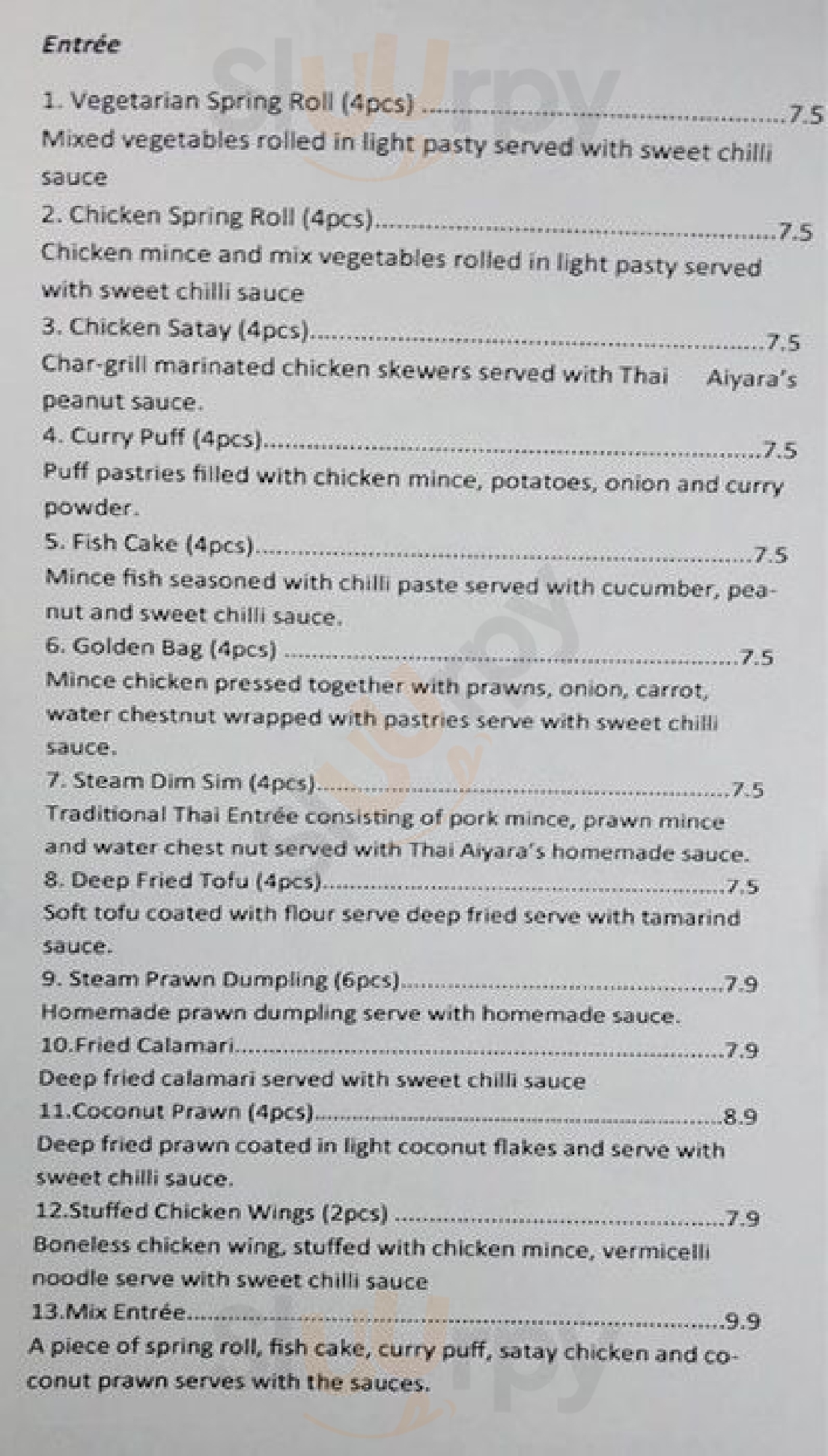 Thai Sattong Restaurant Brisbane Menu - 1