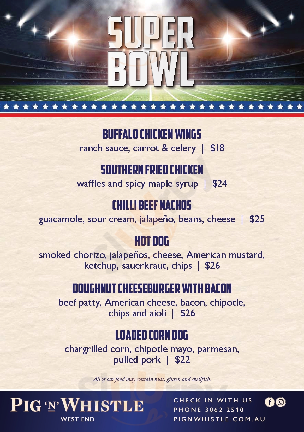 Pig 'n' Whistle Brisbane Menu - 1