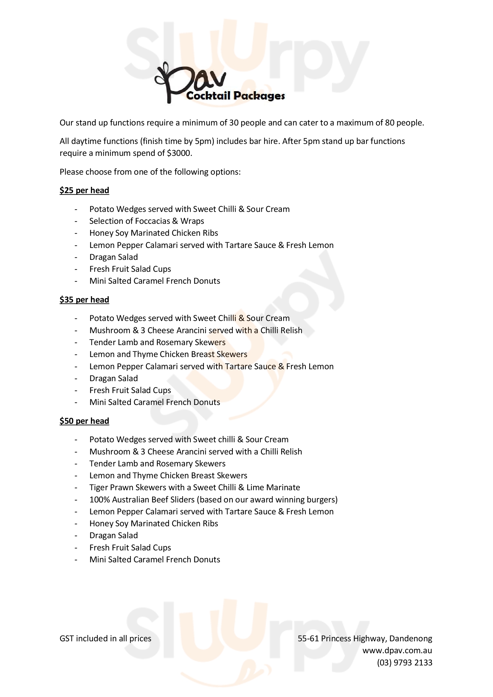 Main Menu - Dandenong Pavilion
