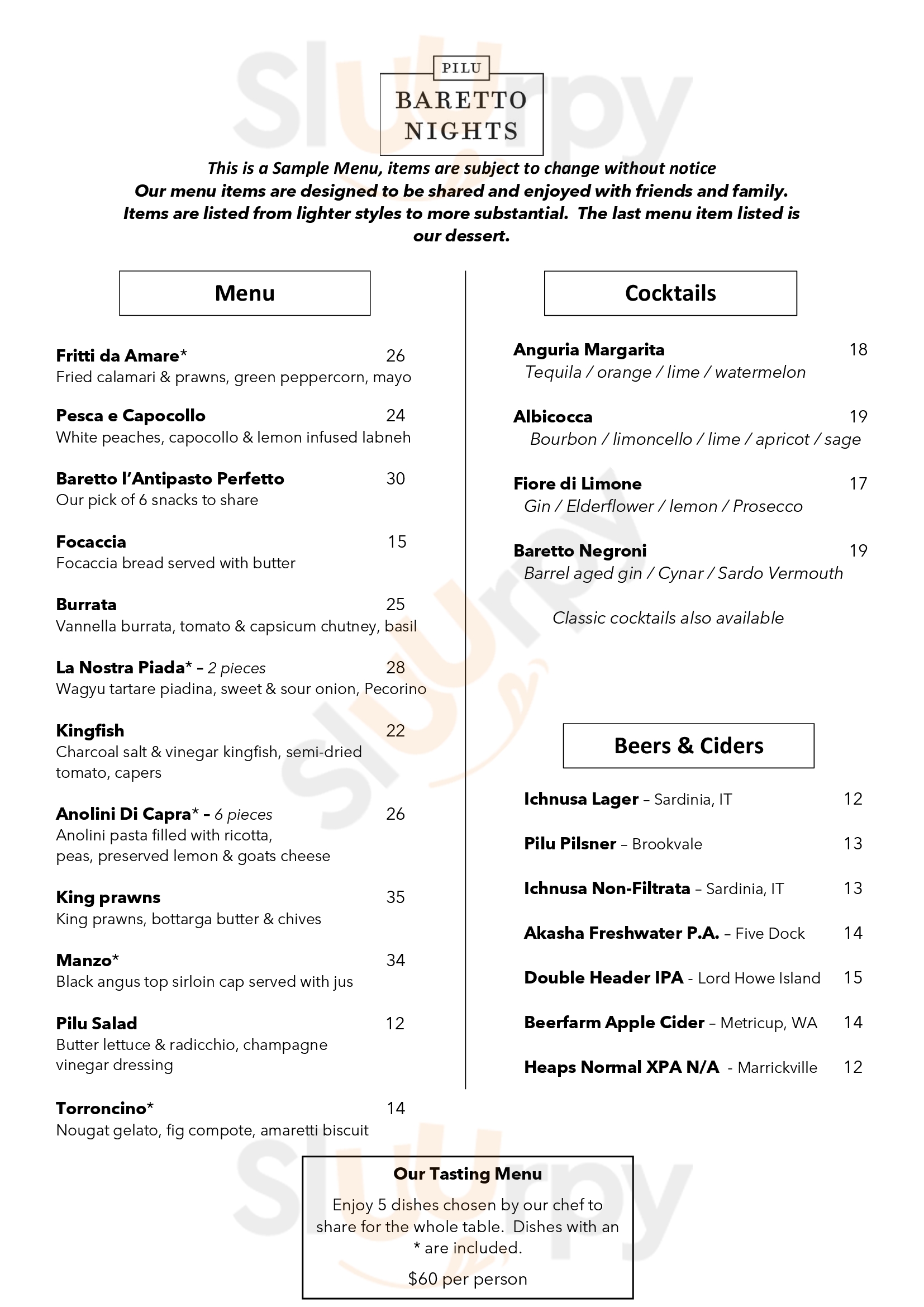 Main Menu - Pilu At Freshwater