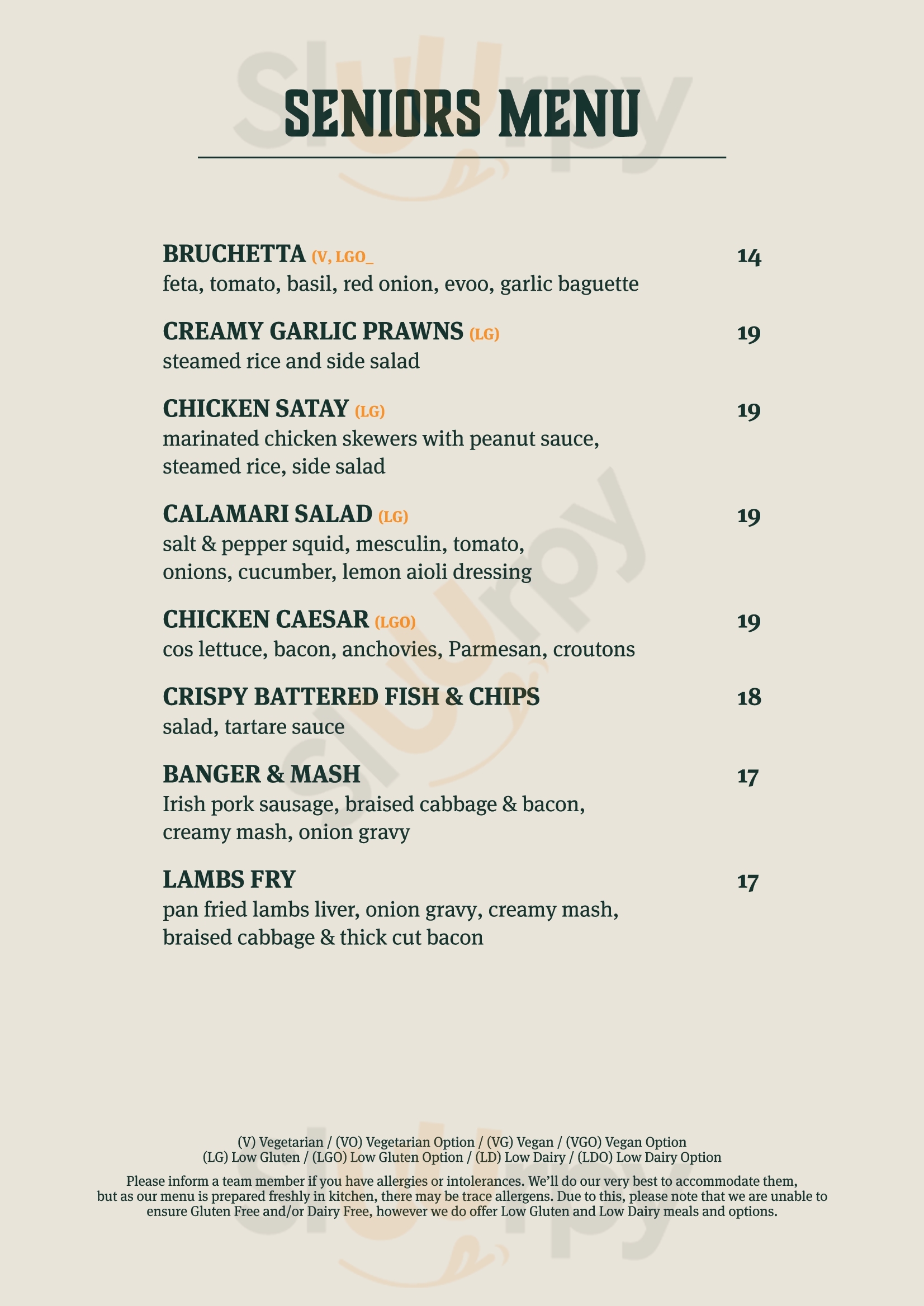 Main Menu - Woodbridge Hotel