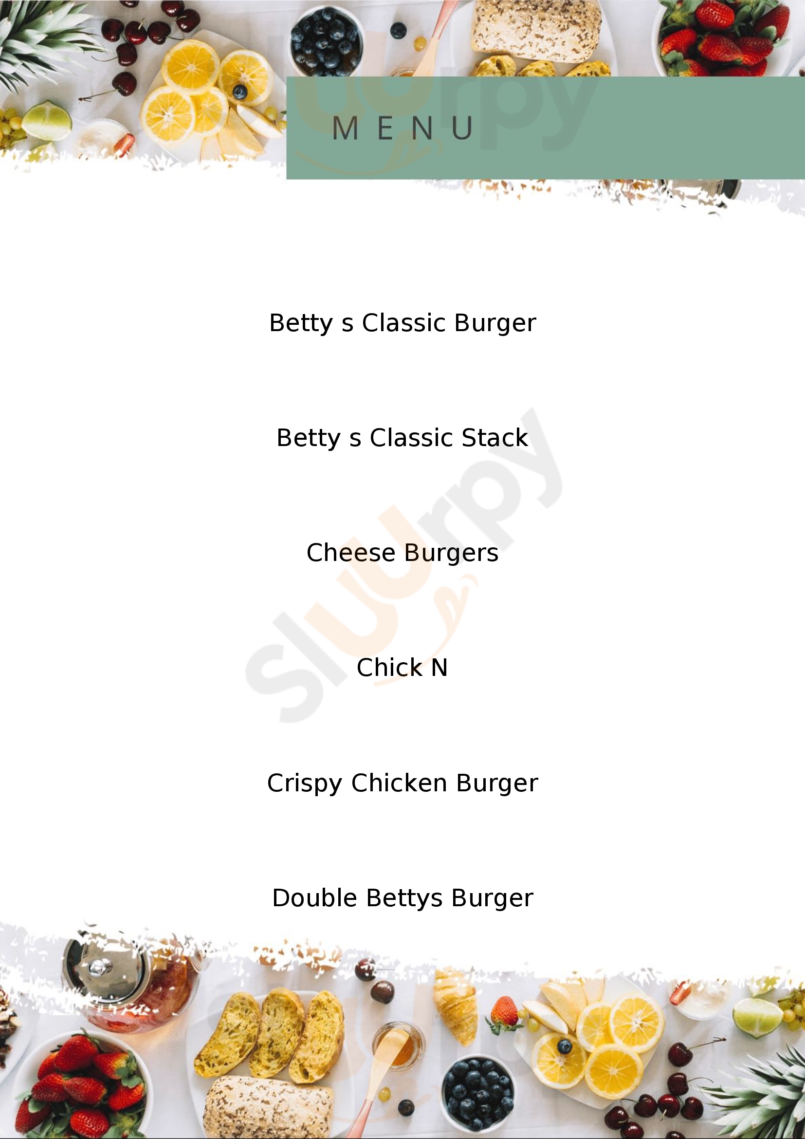 Betty's Burgers Maroochydore Menu - 1