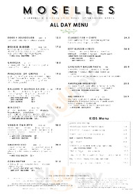 Moselles Cafe + Restaurant menu