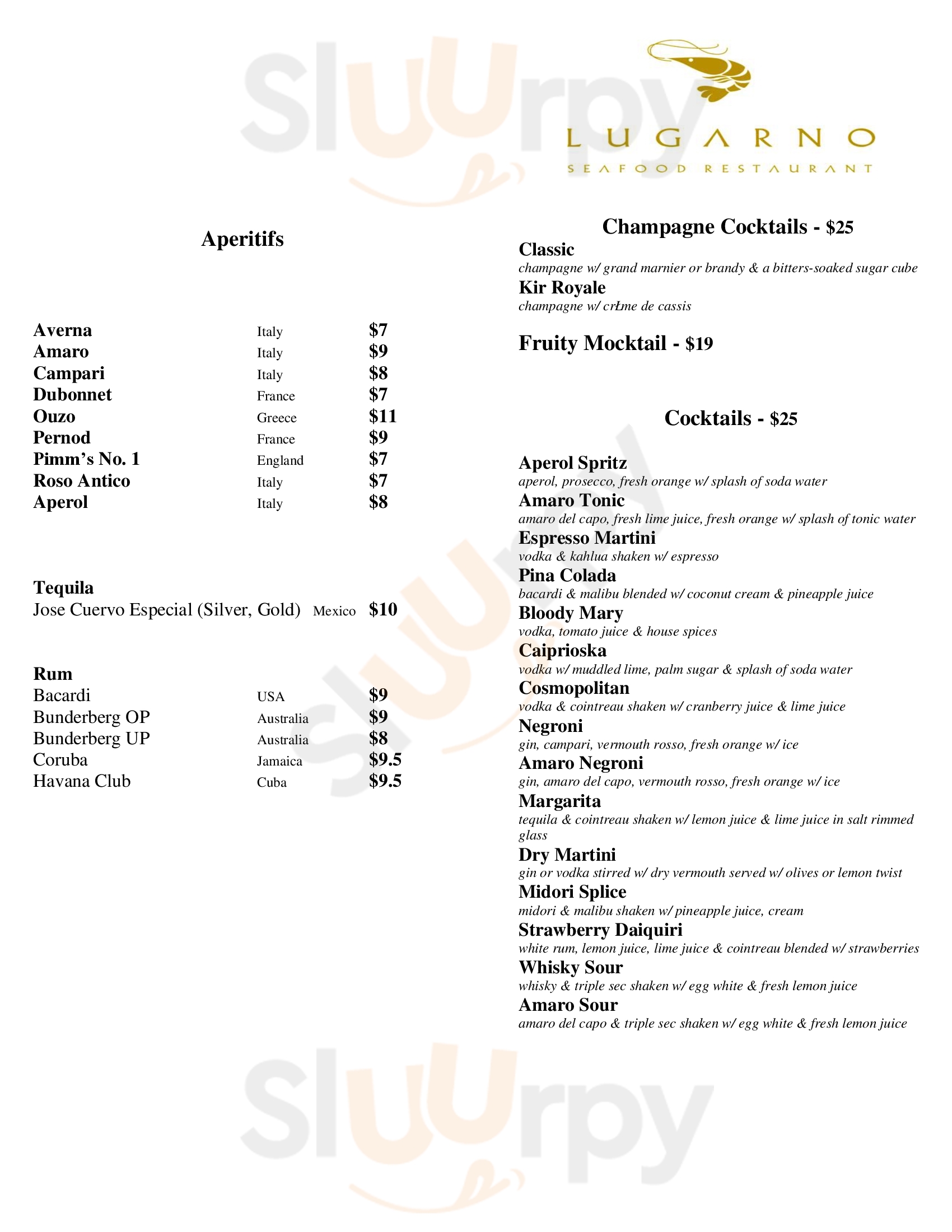 Lugarno Seafood Restaurant Lugarno Menu - 1