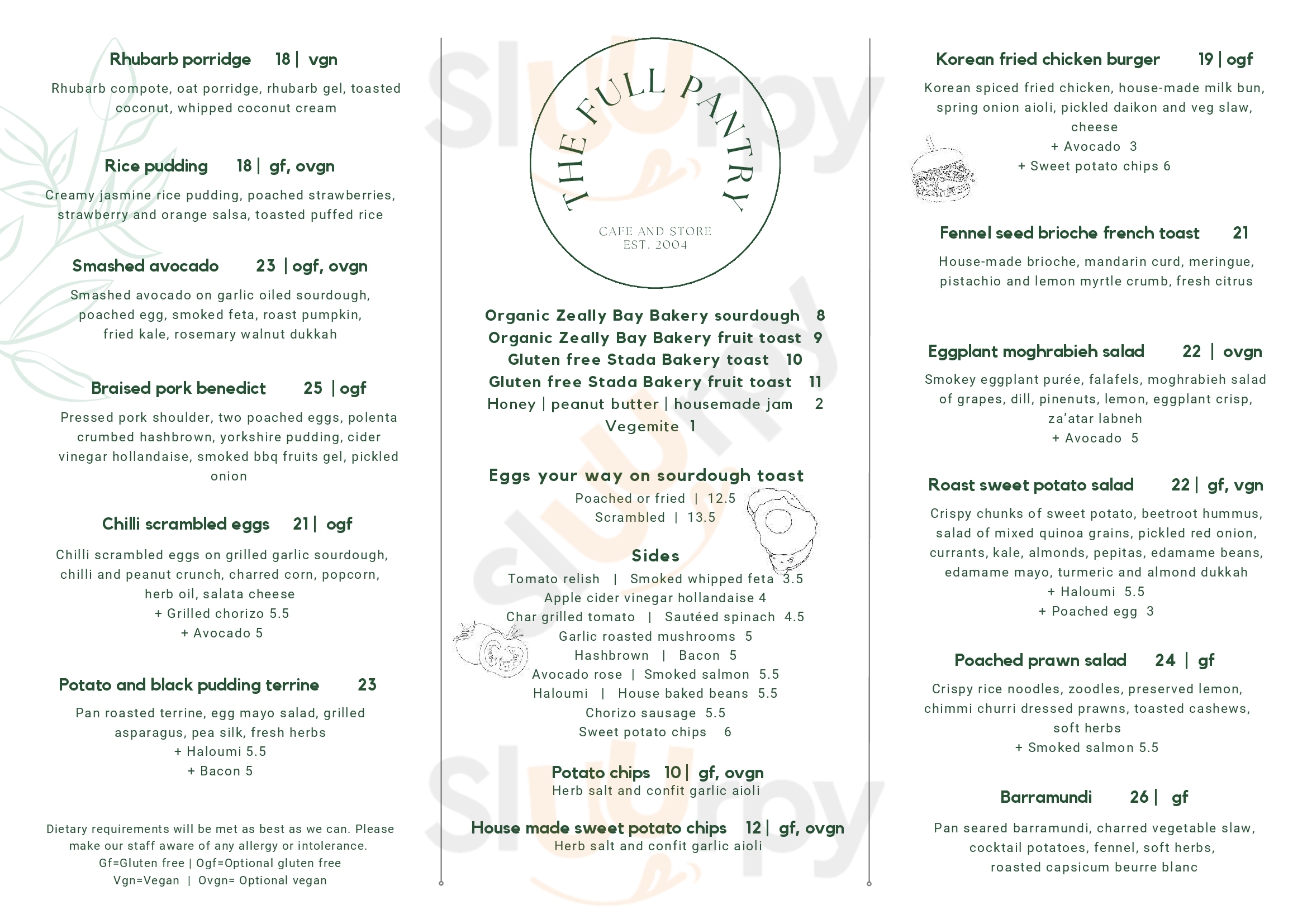 The Full Pantry Croydon Menu - 1