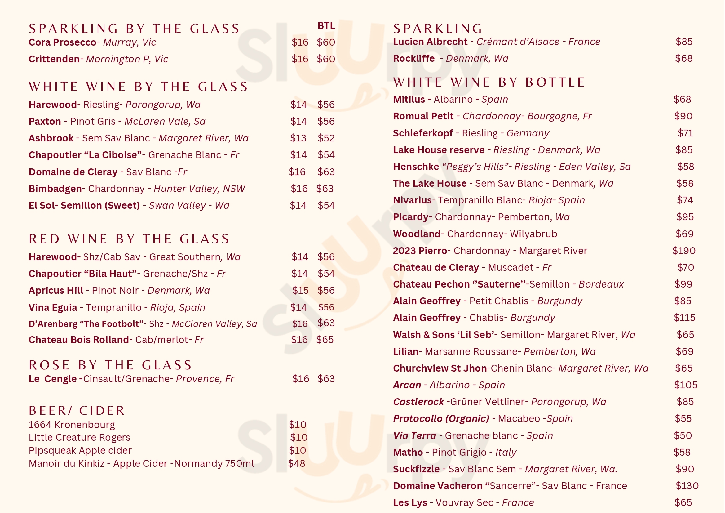 Whisper Wine Bar Fremantle Menu - 1