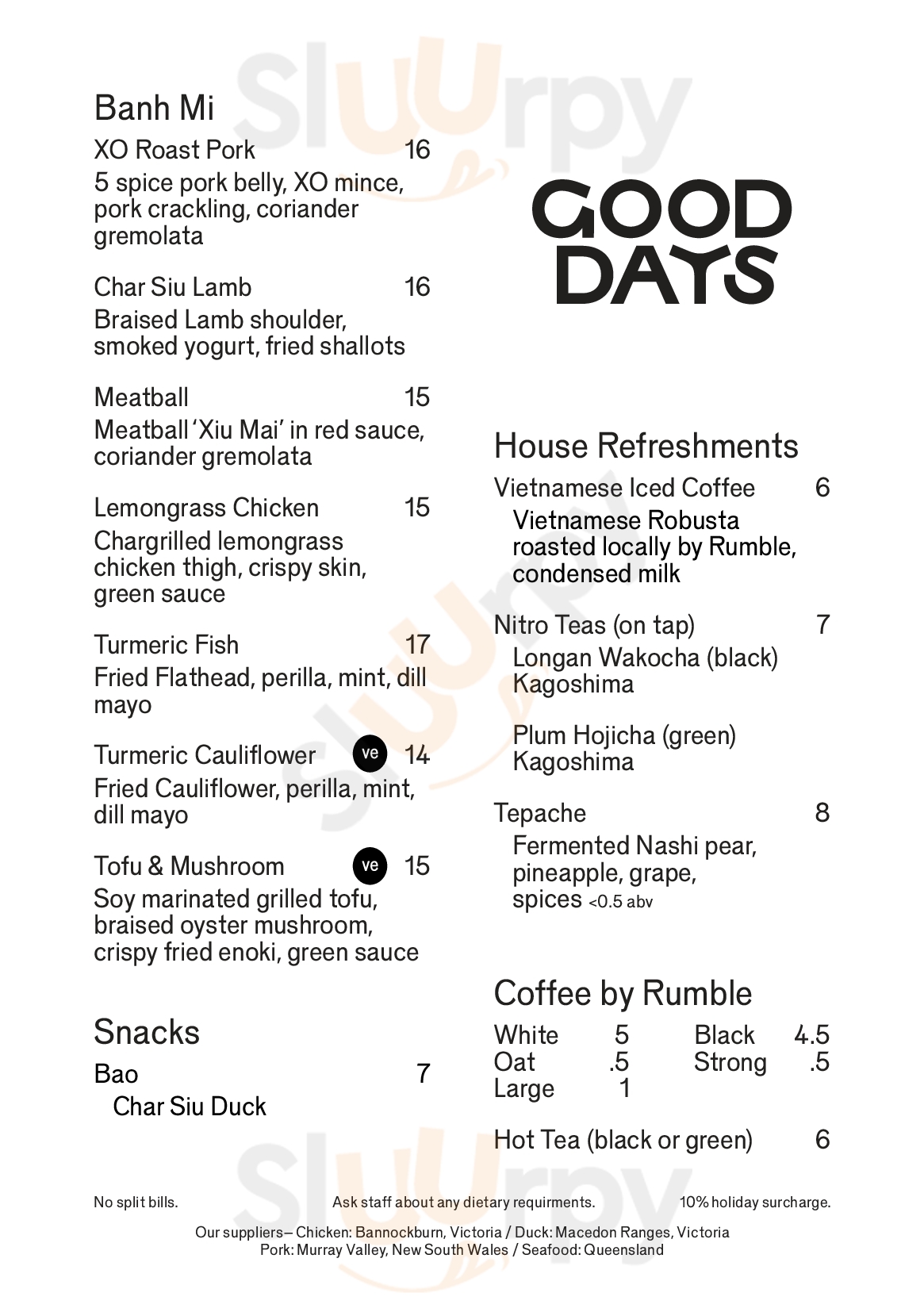 Good Days Brunswick Menu - 1