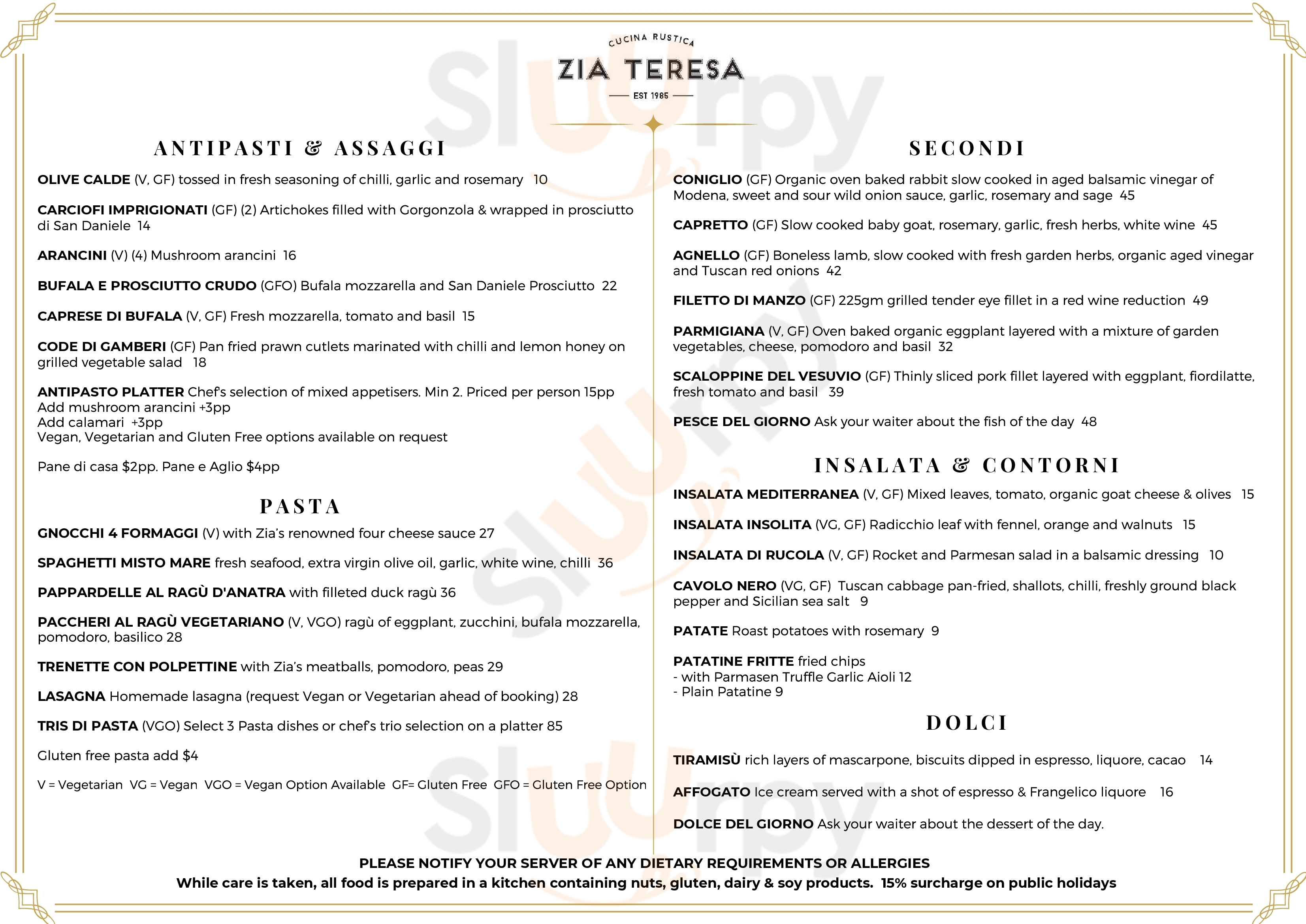 Zia Teresa Restaurant Brunswick East Menu - 1