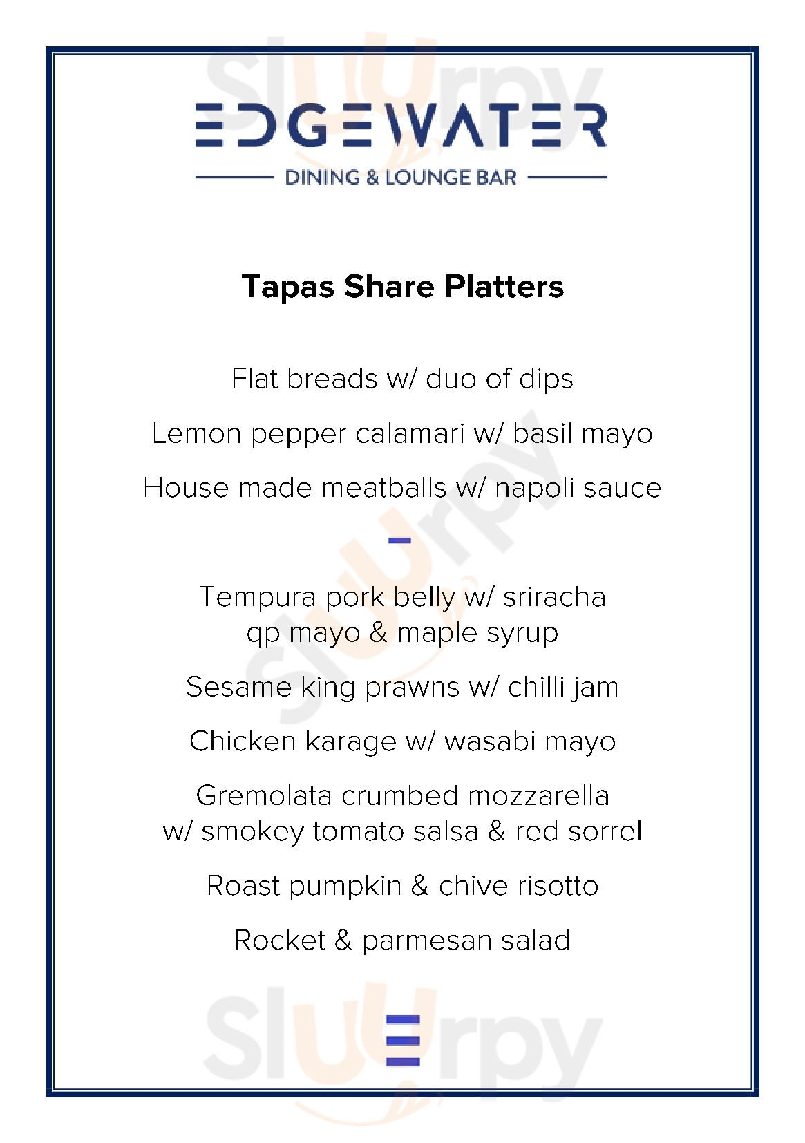 Edgewater Dining And Lounge Bar Surfers Paradise Menu - 1