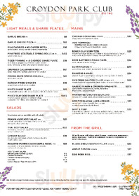Club Burwood Rsl menu
