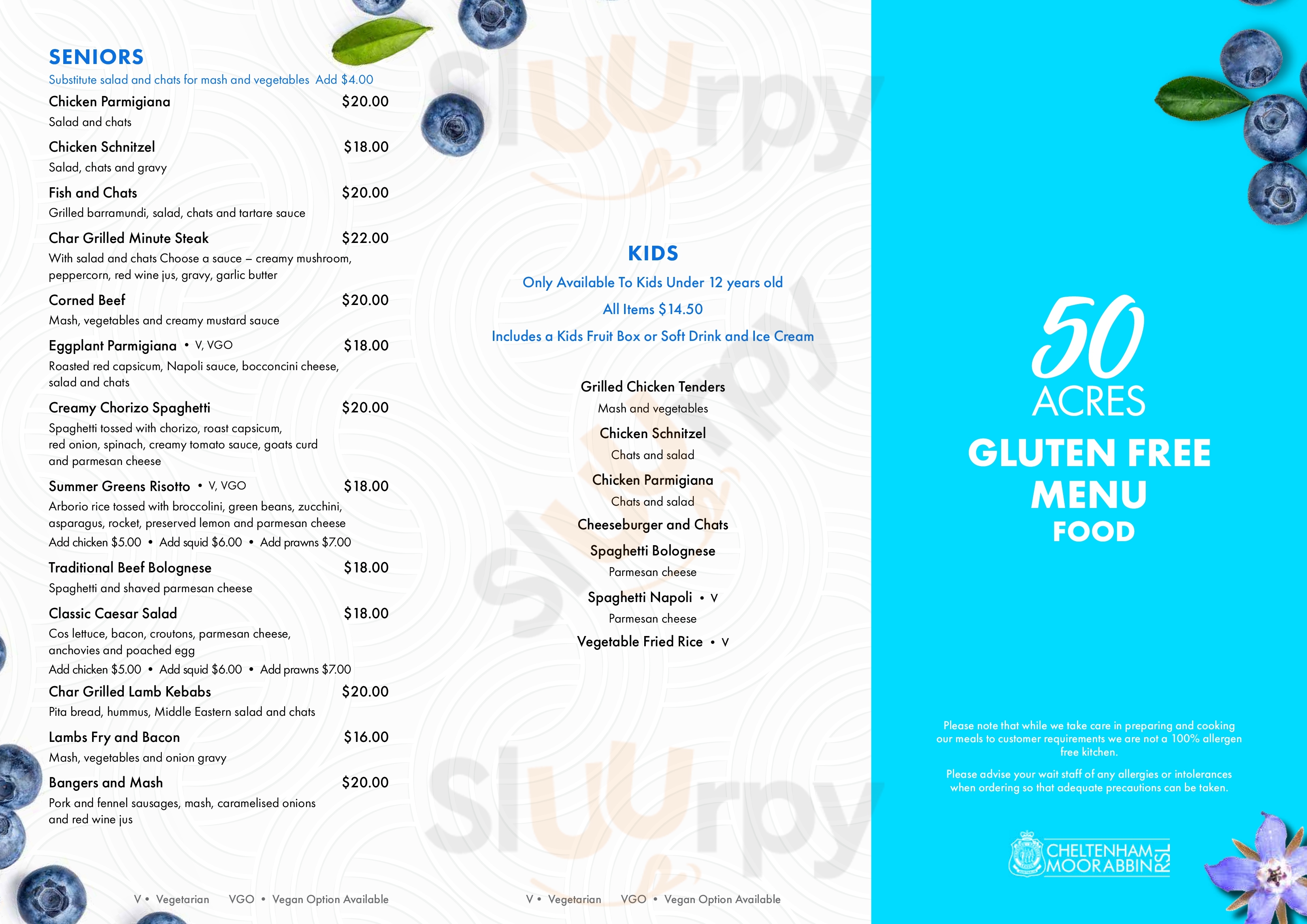 Cheltenham Moorabbin Rsl Cheltenham Menu - 1