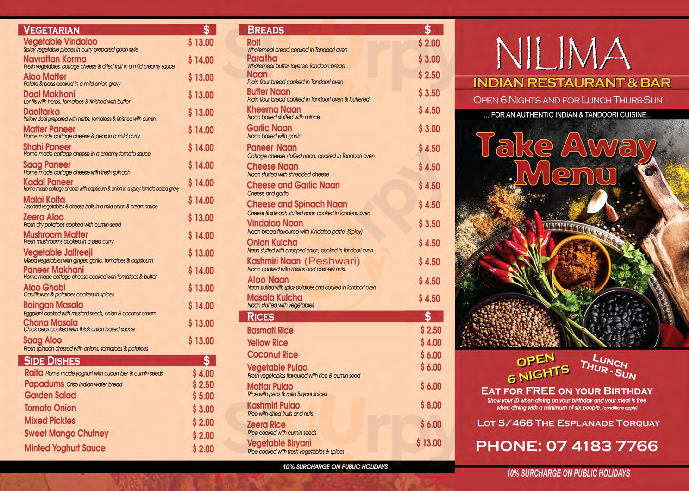 Nilima Indian Restaurant Torquay Menu - 1