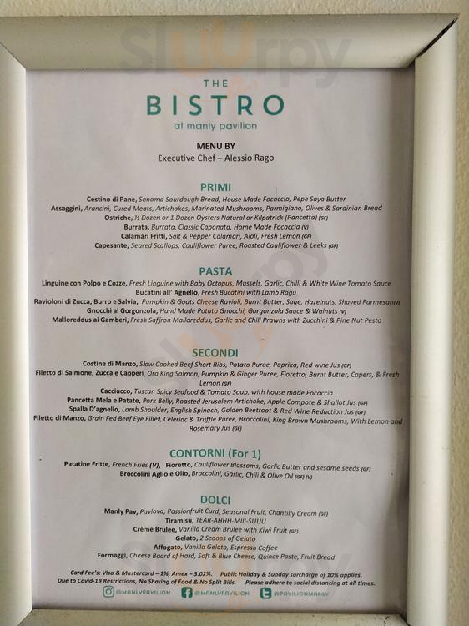 The Bistro At Manly Pavilion Manly Menu - 1
