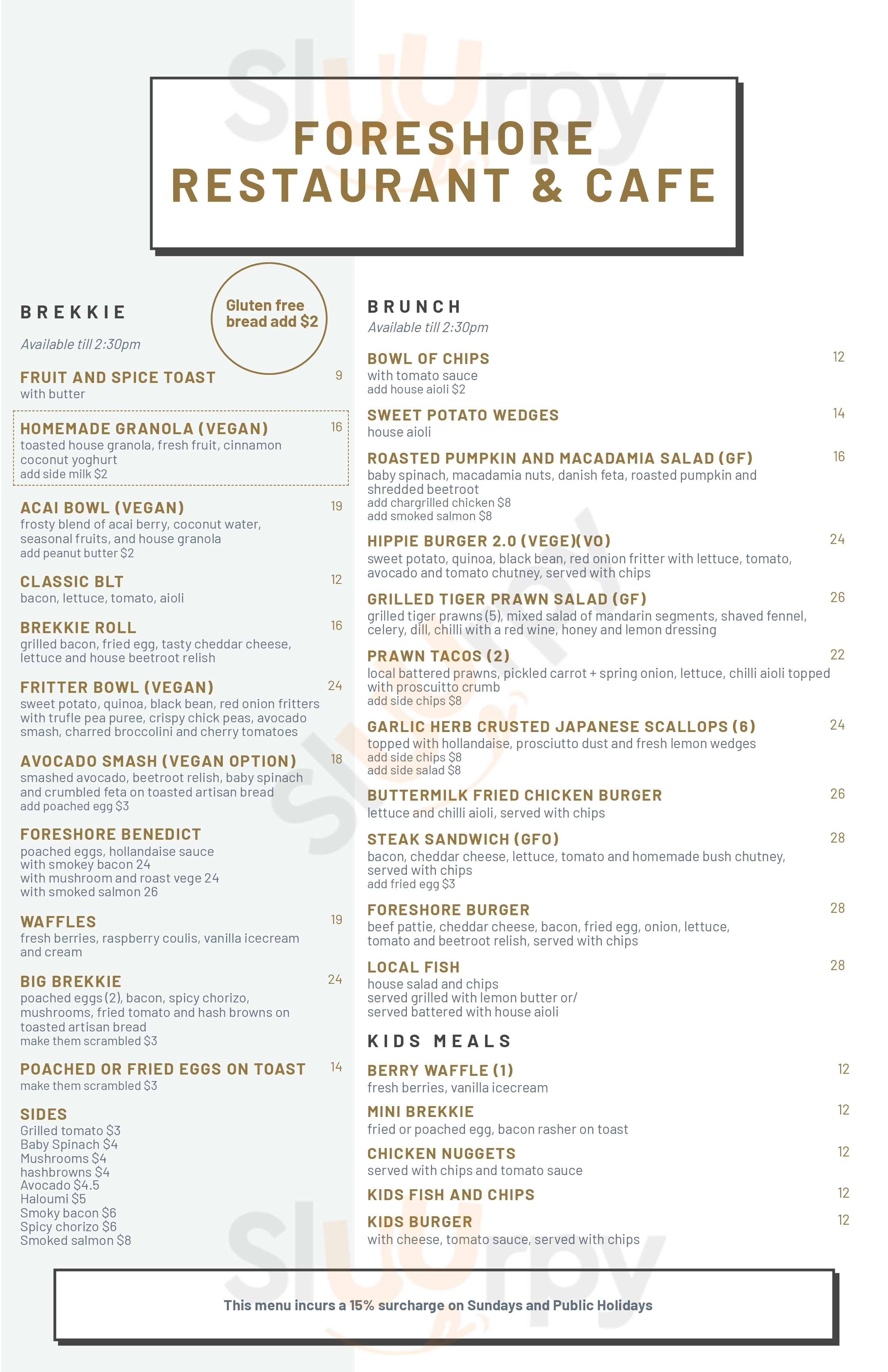 Main Menu - The Foreshore Restaurant & Cafe