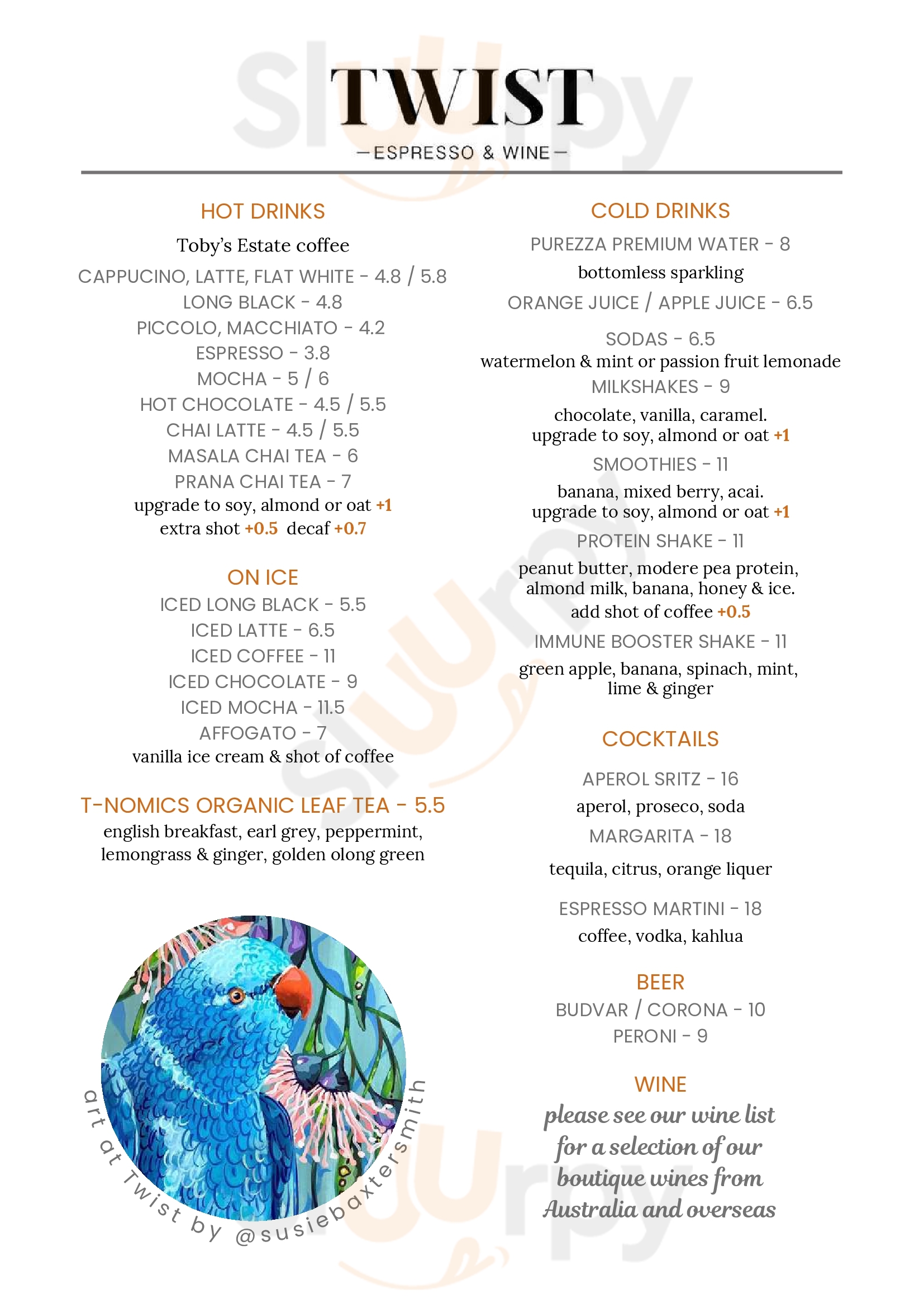 Olivers Twist Espresso Dee Why Menu - 1