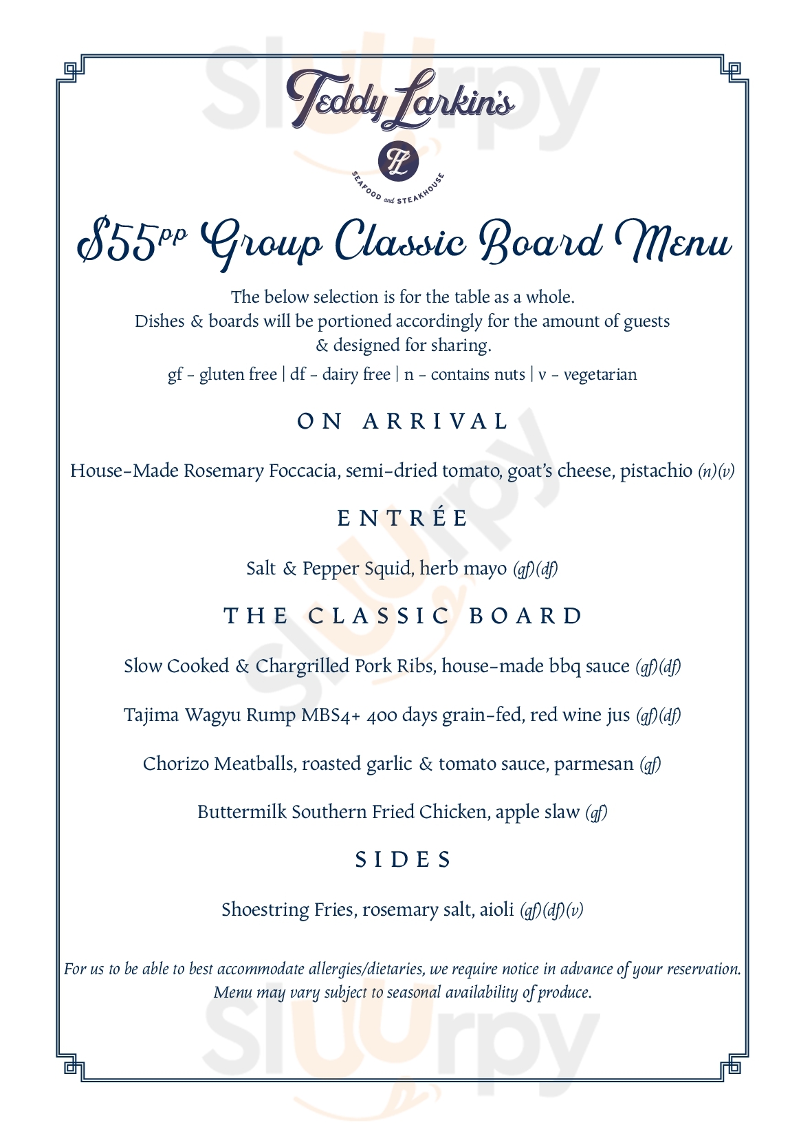 Teddy Larkin's Seafood And Steakhouse Freshwater Menu - 1