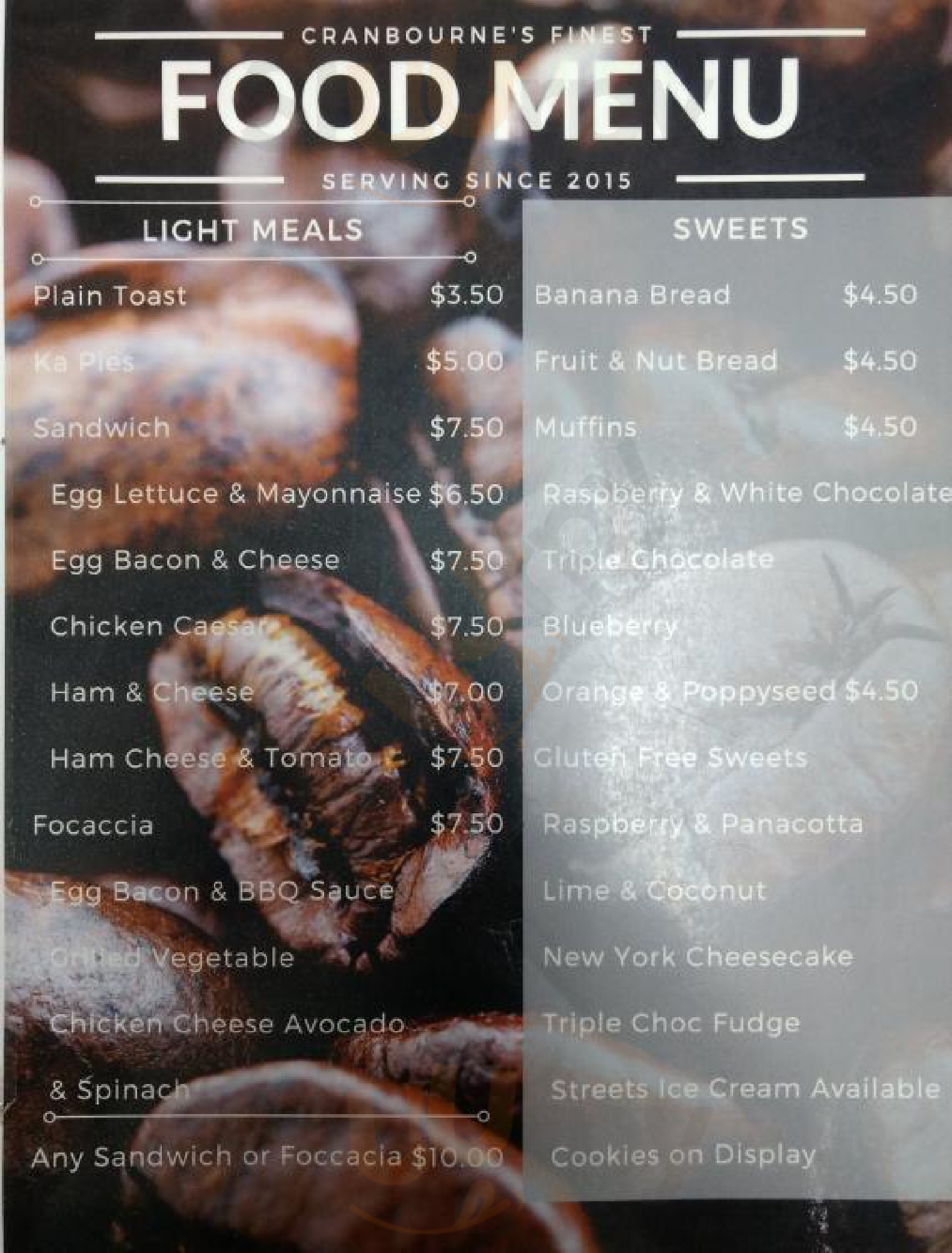 Joe's Java Cranbourne Menu - 1