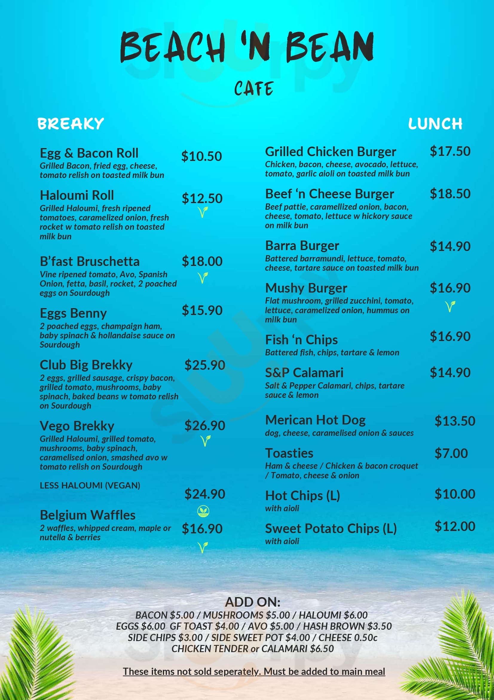 Greenmount Beach Surf Club Coolangatta Menu - 1