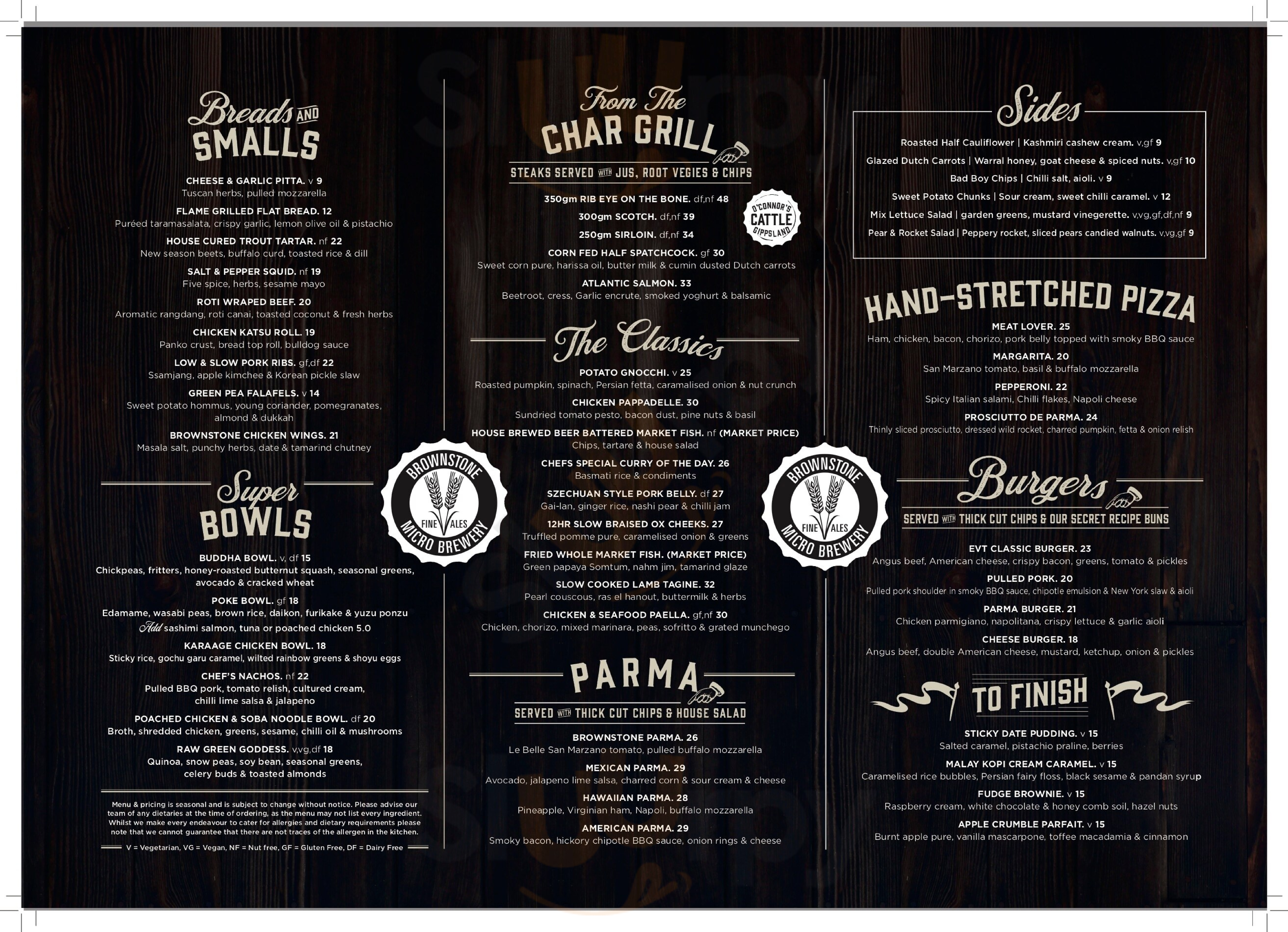 Brownstone Micro Brewery Eumemmerring Menu - 1