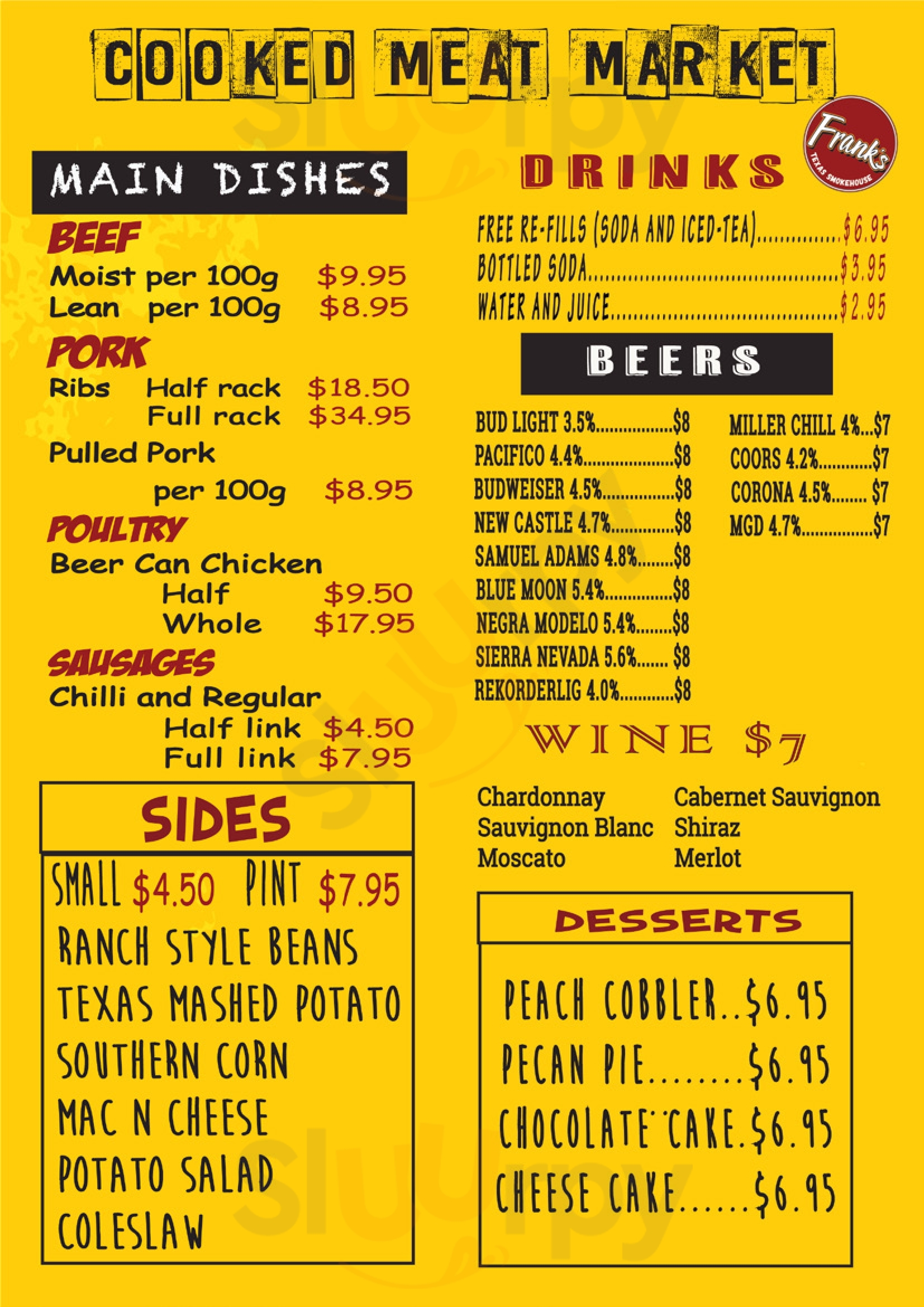 Frank's Barbecue Texas Smokehouse Victoria Park Menu - 1