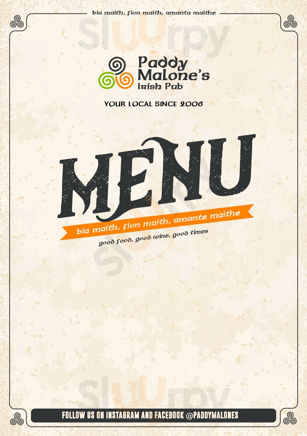 Paddy Malone's Irish Bar & Restaurant Joondalup Menu - 1