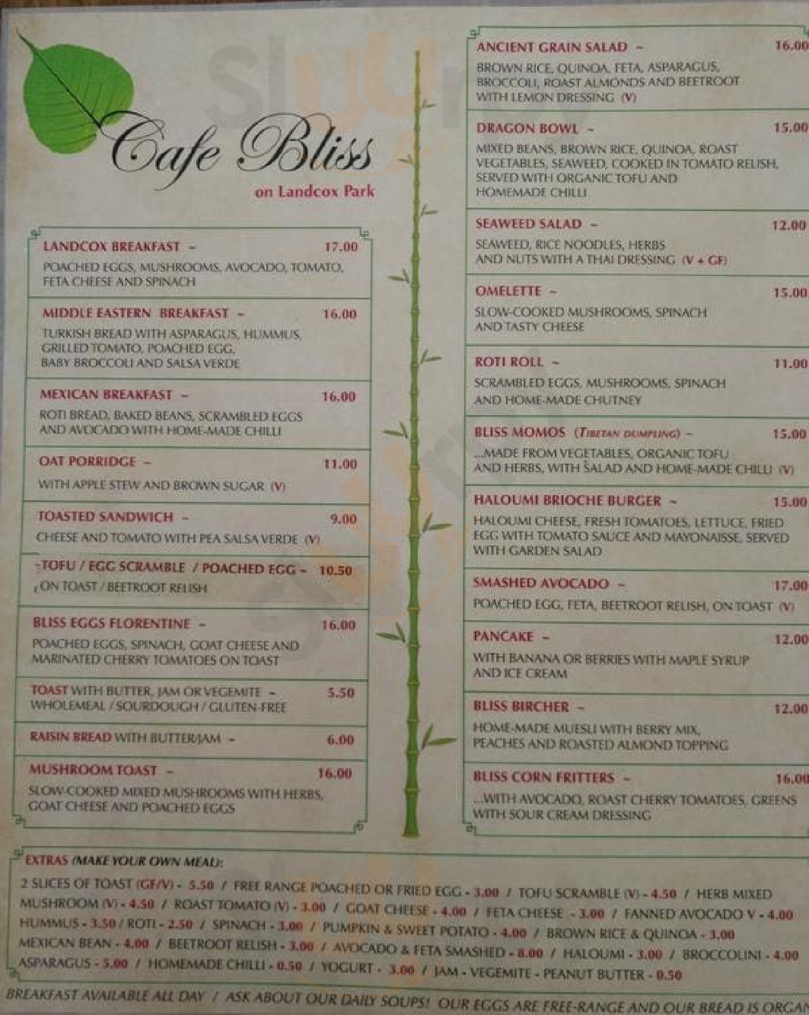 Cafe Bliss Brighton Menu - 1