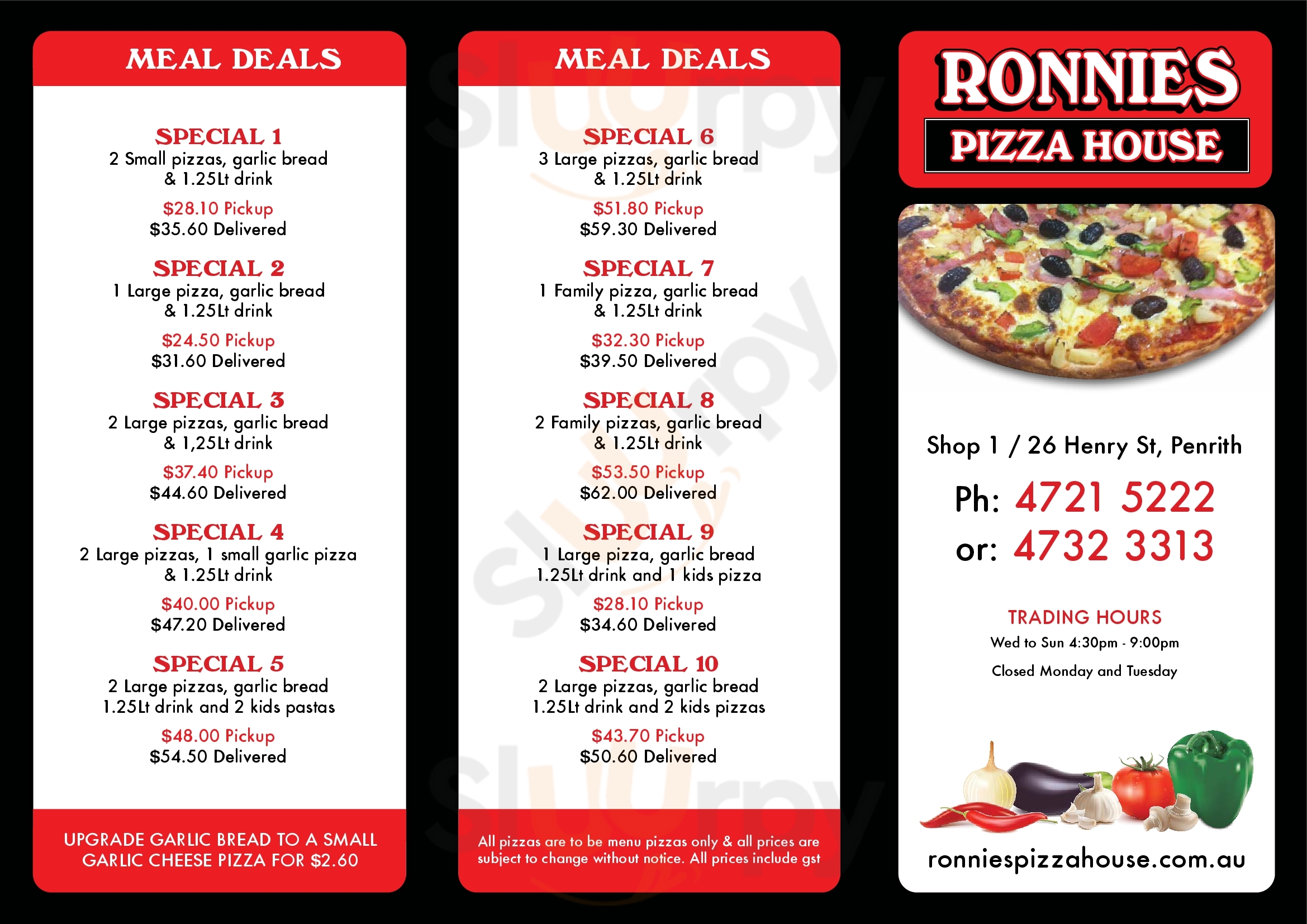 Ronnie's Pizza Penrith Menu - 1