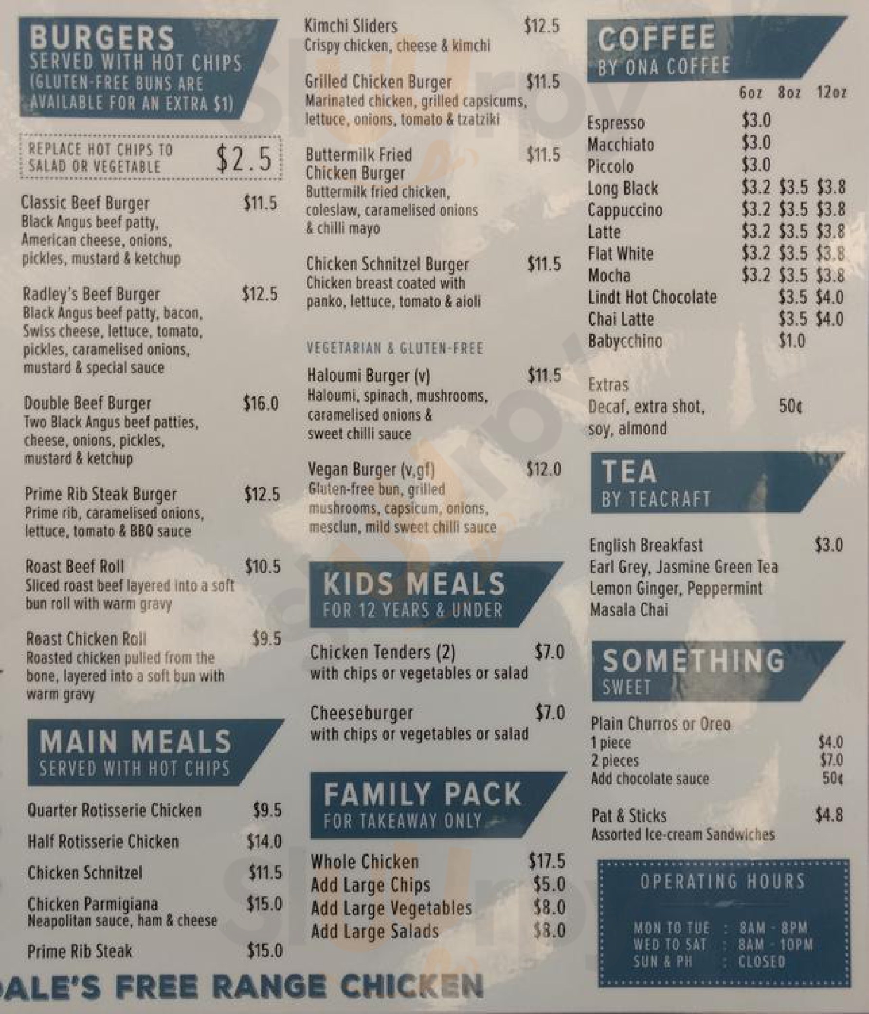 Radley’s Rotisserie Chickens And Burgers Chatswood Menu - 1