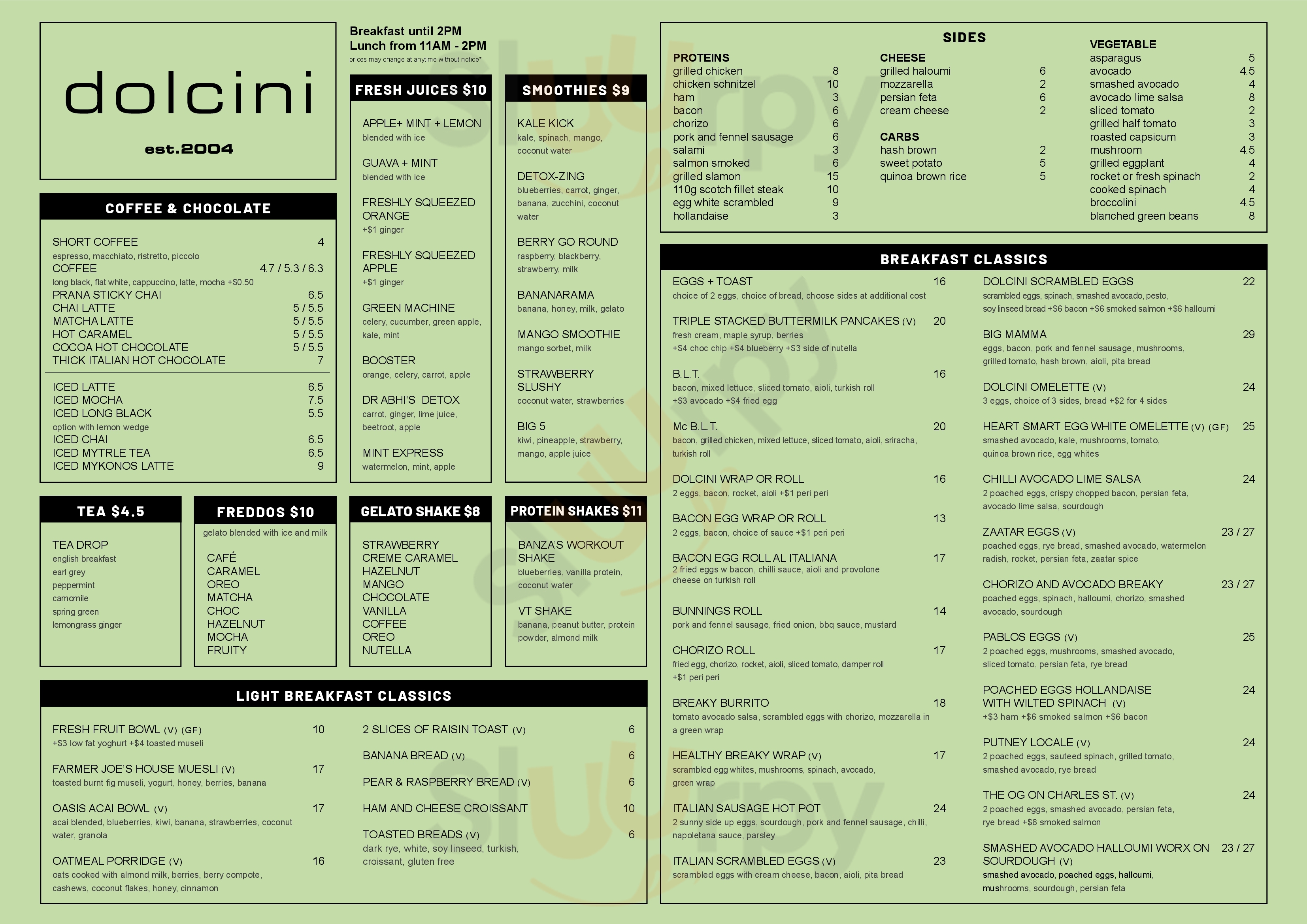 Dolcini Cafe Putney Menu - 1