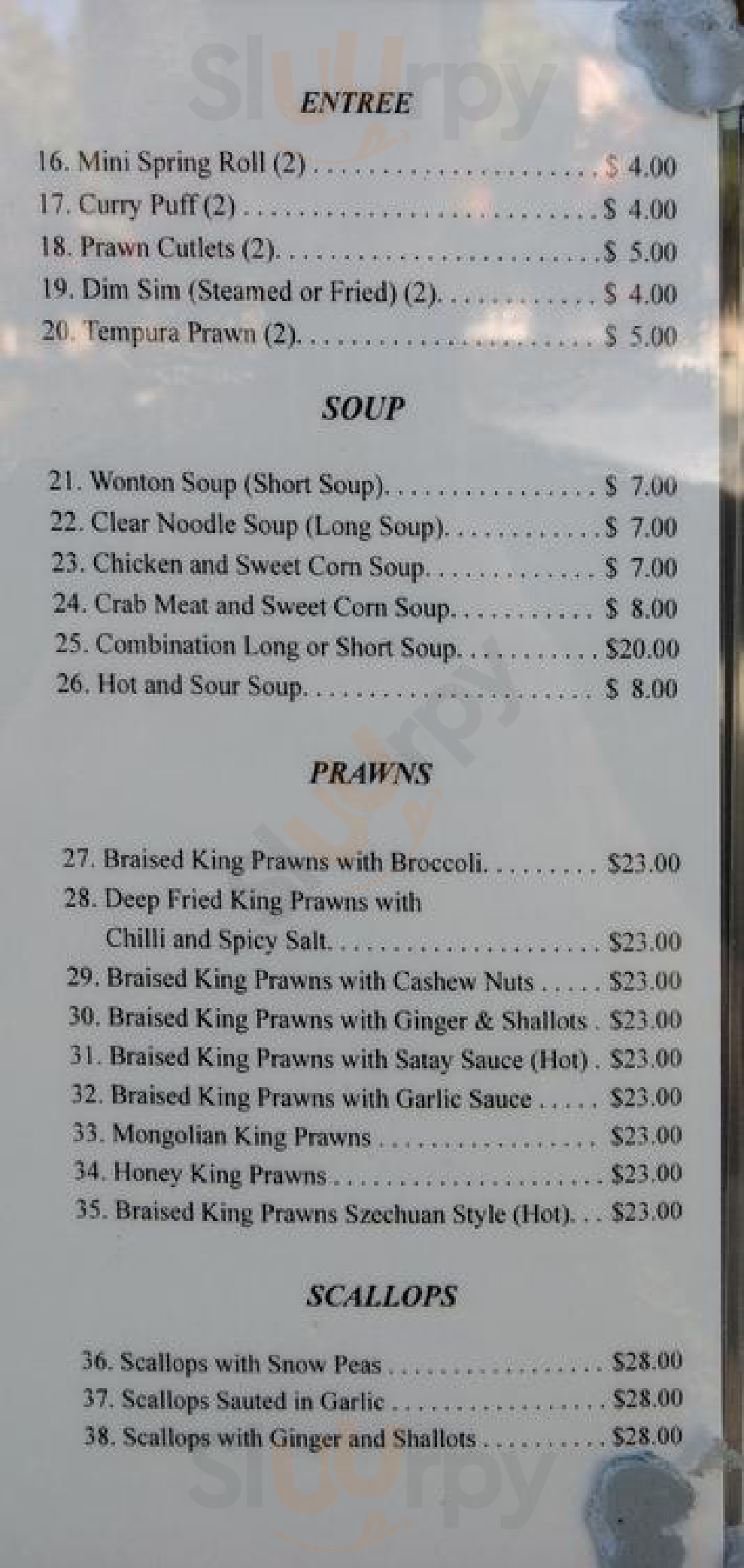 Manly Eat-well Chinese Restaurant Manly Menu - 1