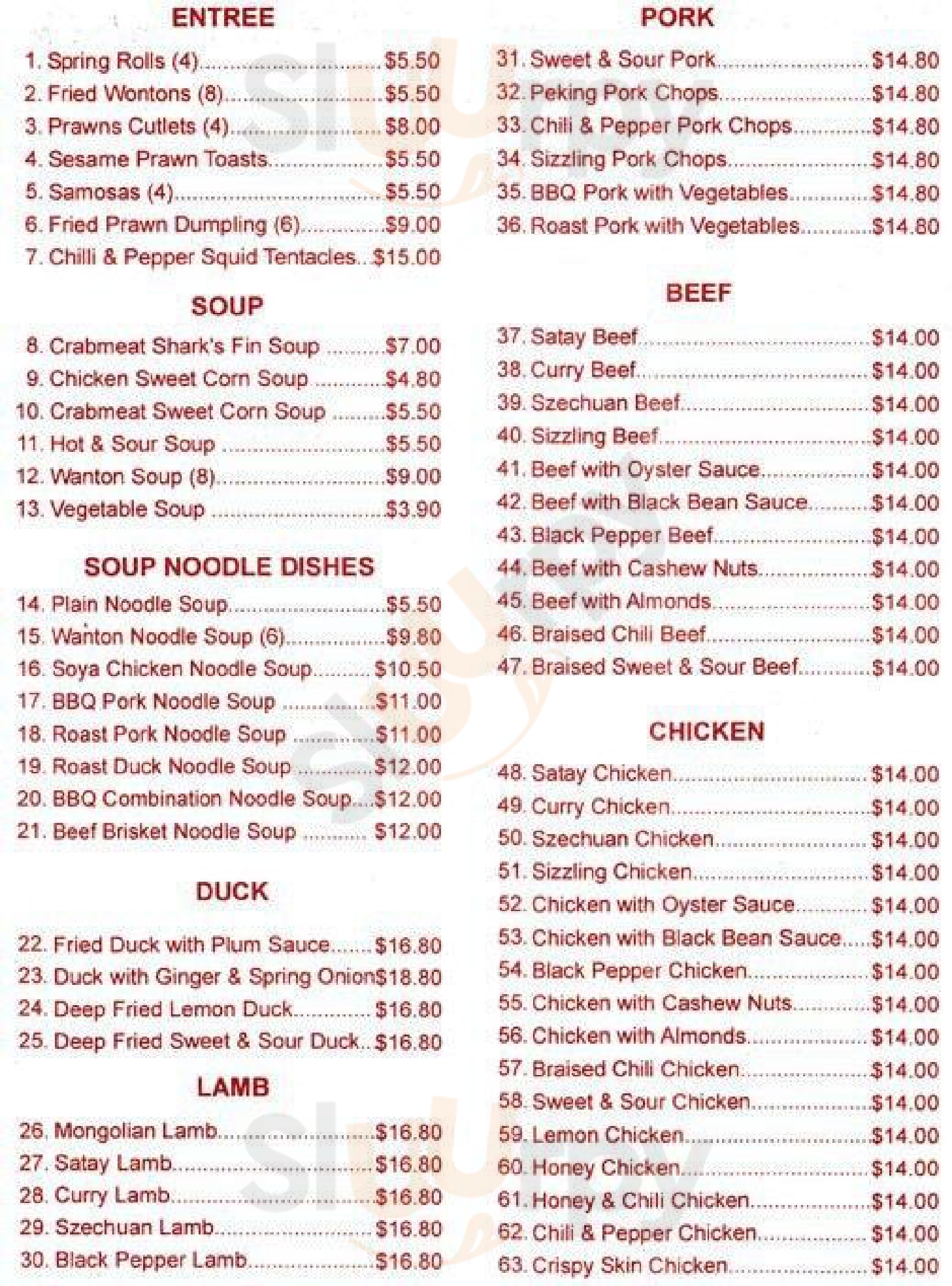 New Canton Bbq Restaurant Marangaroo Menu - 1