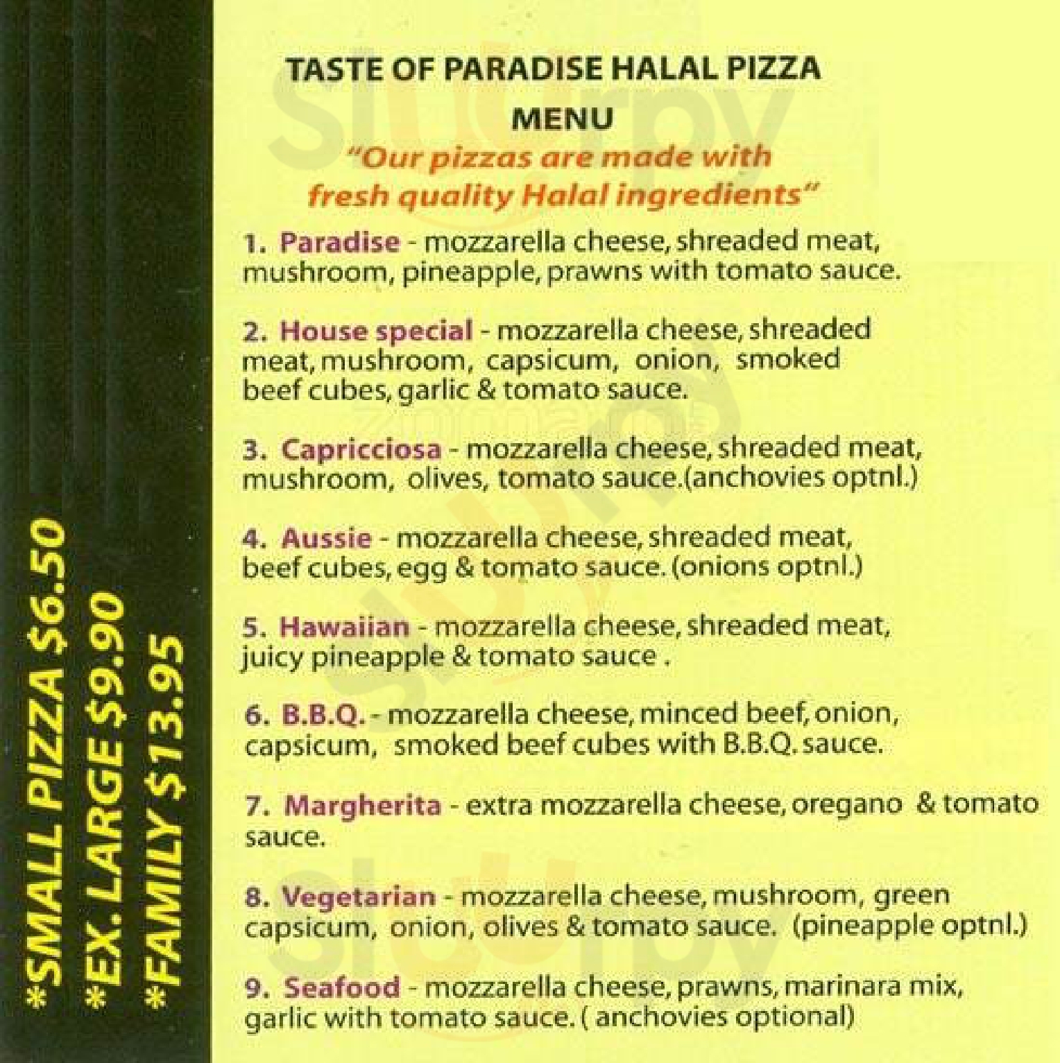 Taste Of Paradise Pizza Dandenong Menu - 1