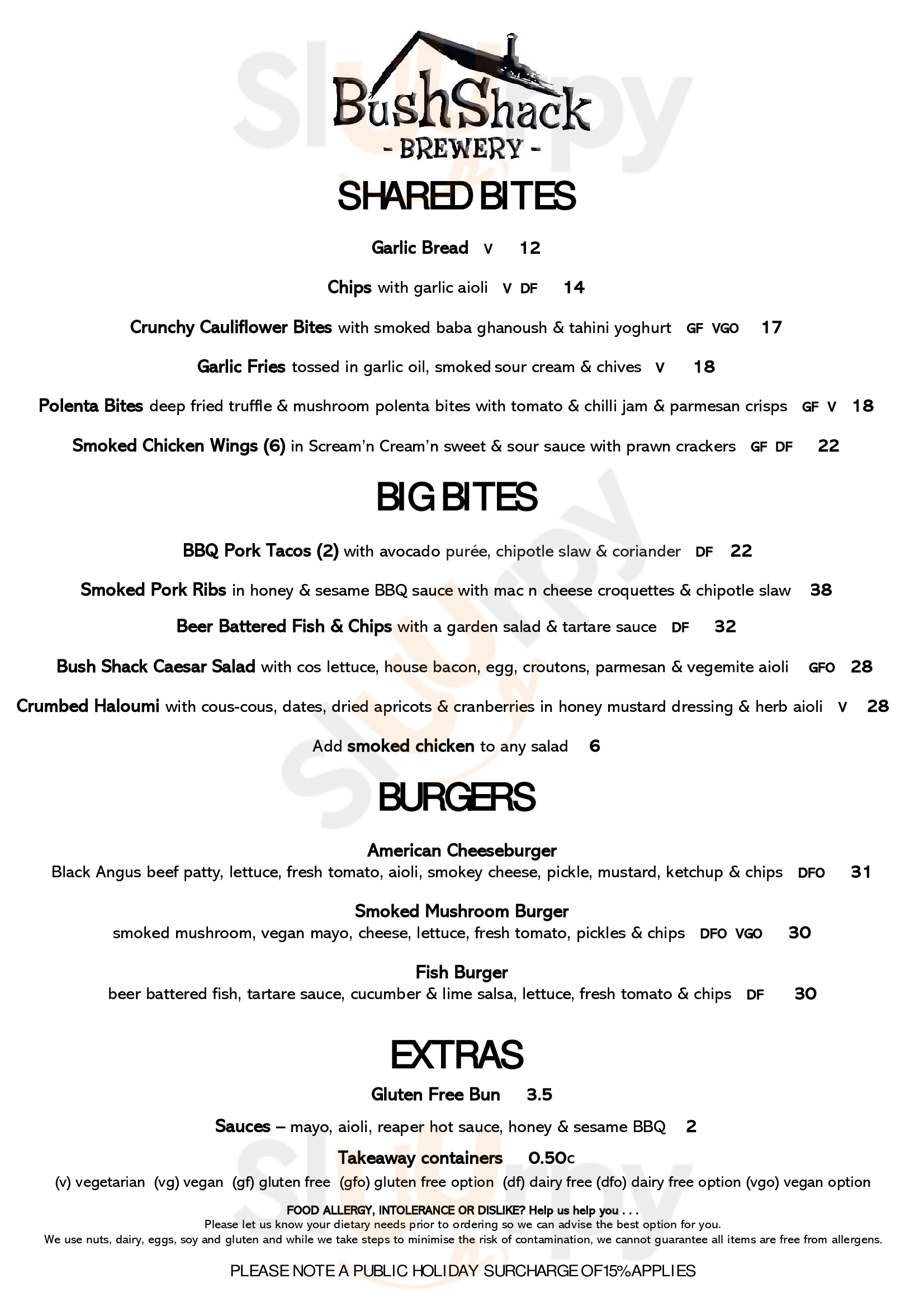 Bush Shack Steakhouse Busselton Menu - 1