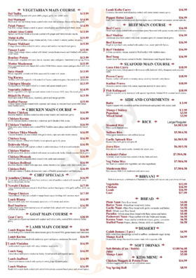 Salt Indian Cuisine menu