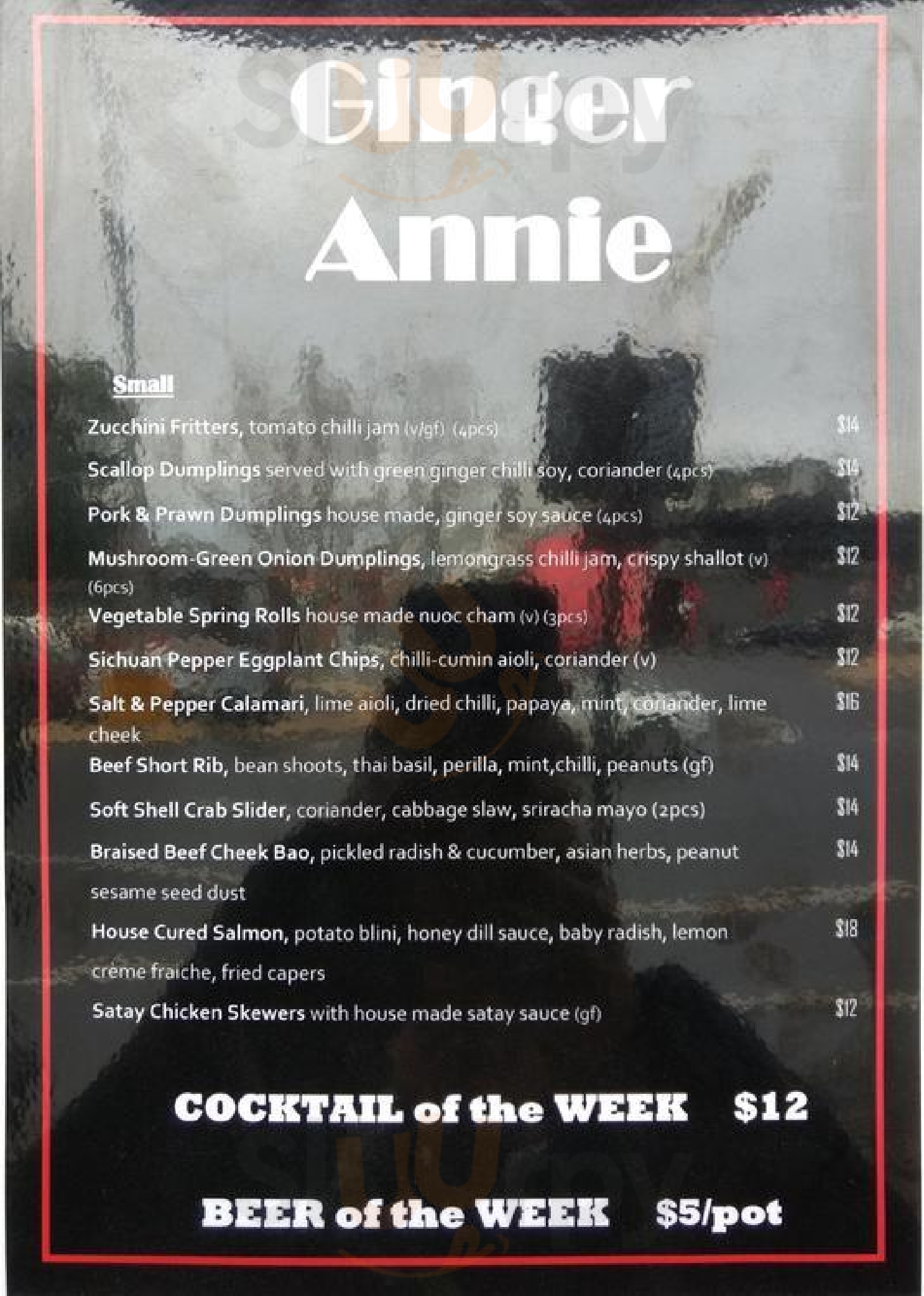 Ginger Annie Bar And Restuarant Essendon Menu - 1