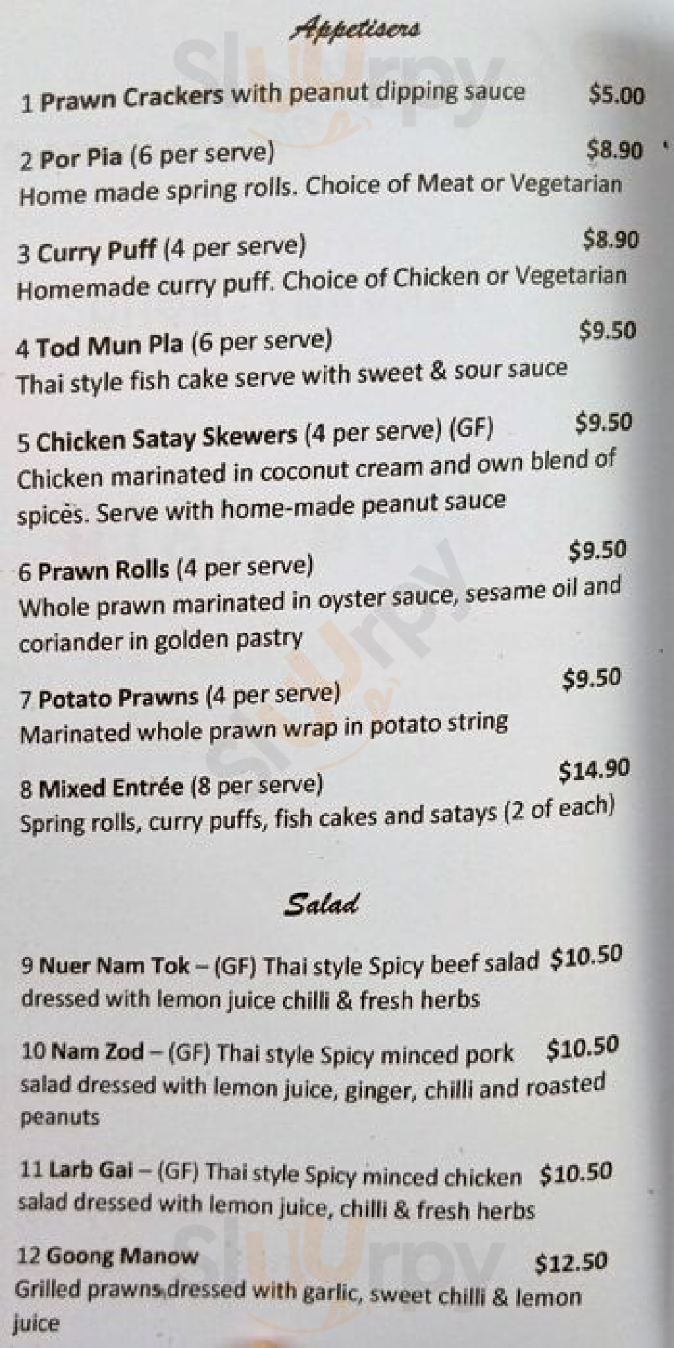 Phayathai Thai Restaurant Blackburn South Menu - 1