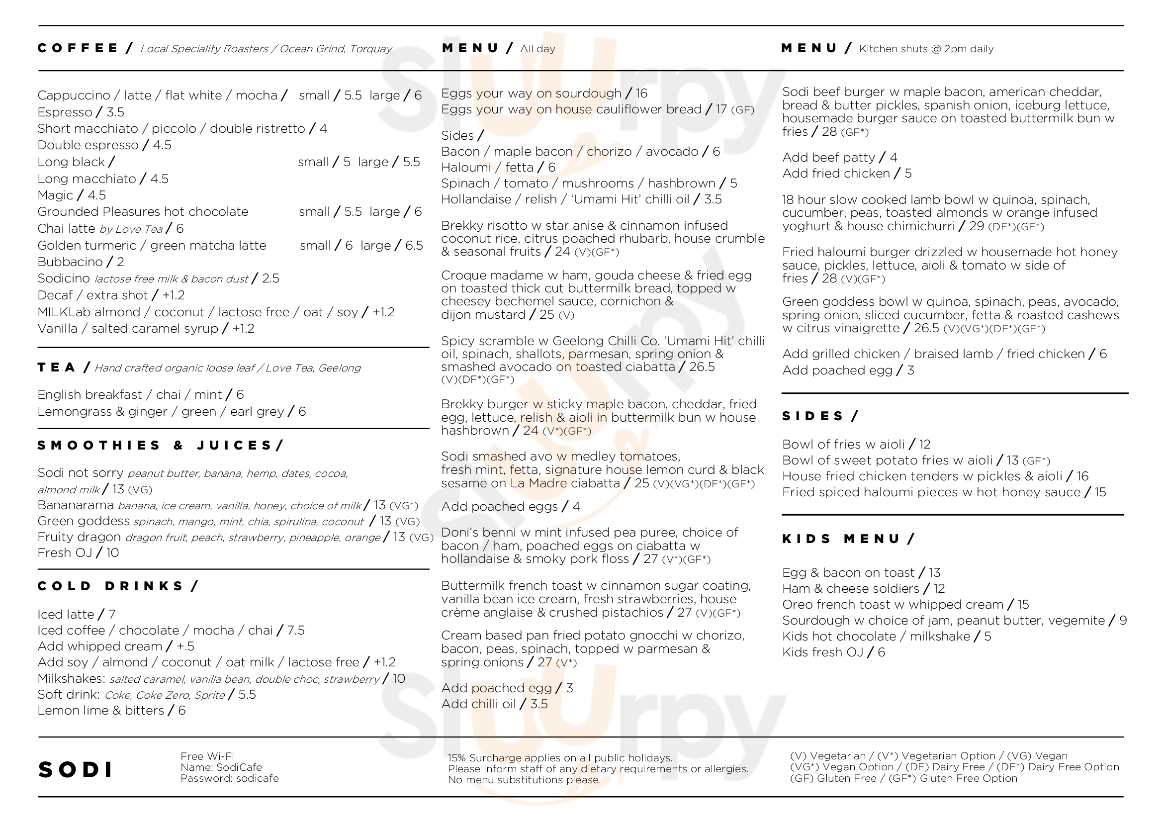 Main Menu - Sodi Cafe